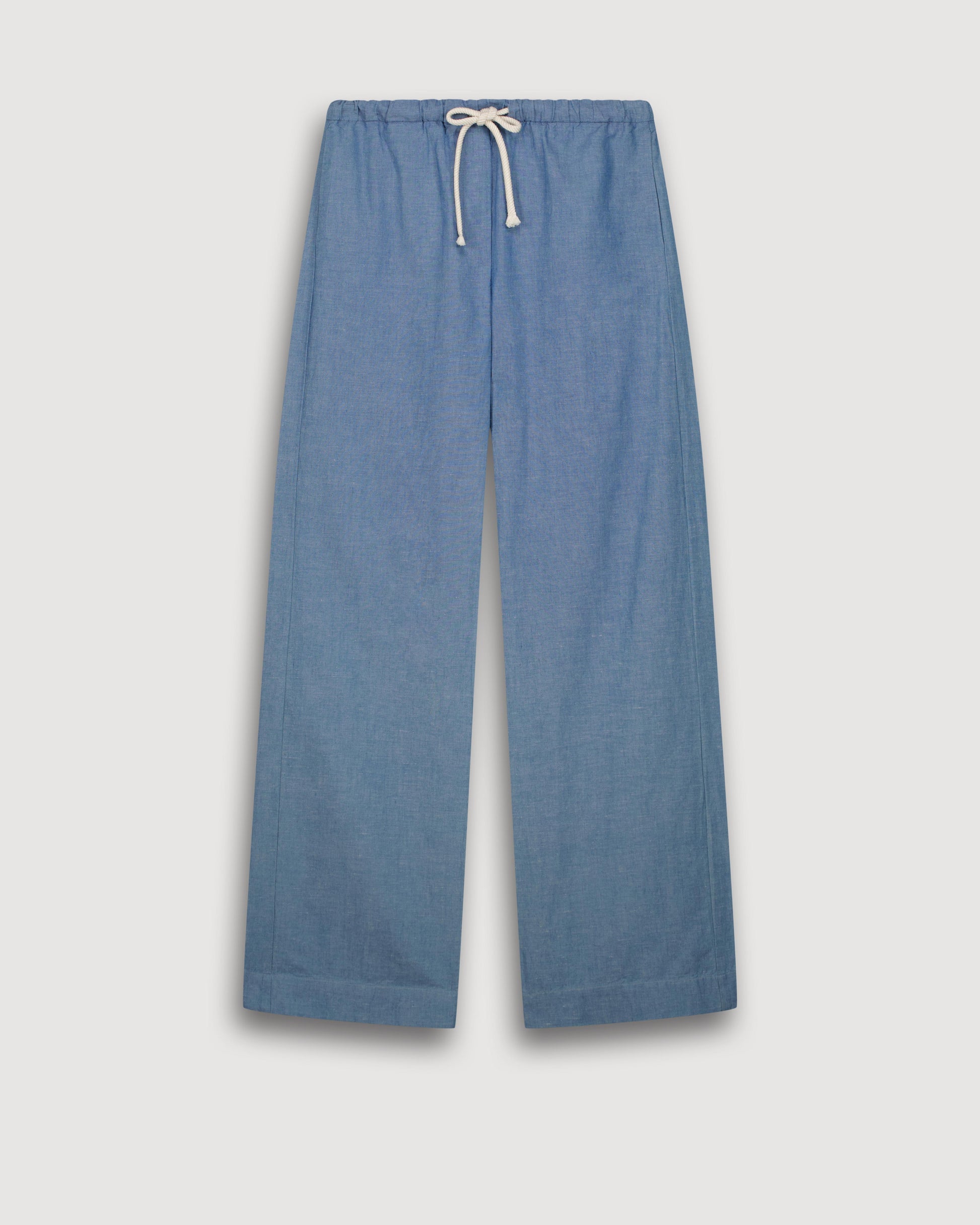 Pantalon Femme en Coton & Lin Bleu Denim Pulam