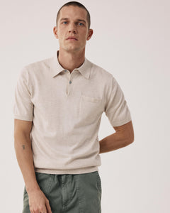 Polo para hombre de punto de algodón Supima y cachemira beige BFQ4314-08