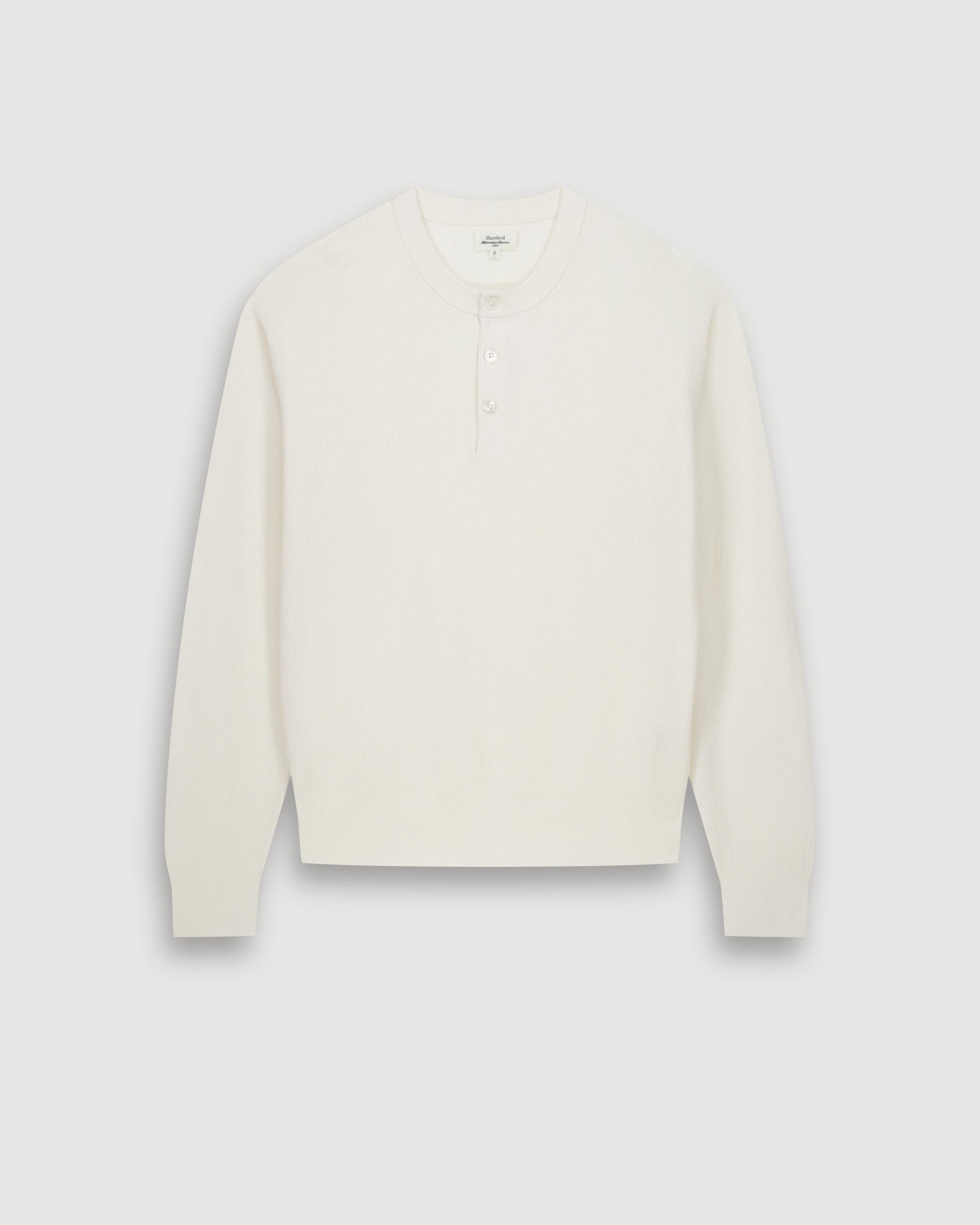 Pull Homme en Coton Piqué Crème Henley BFQ8315-01