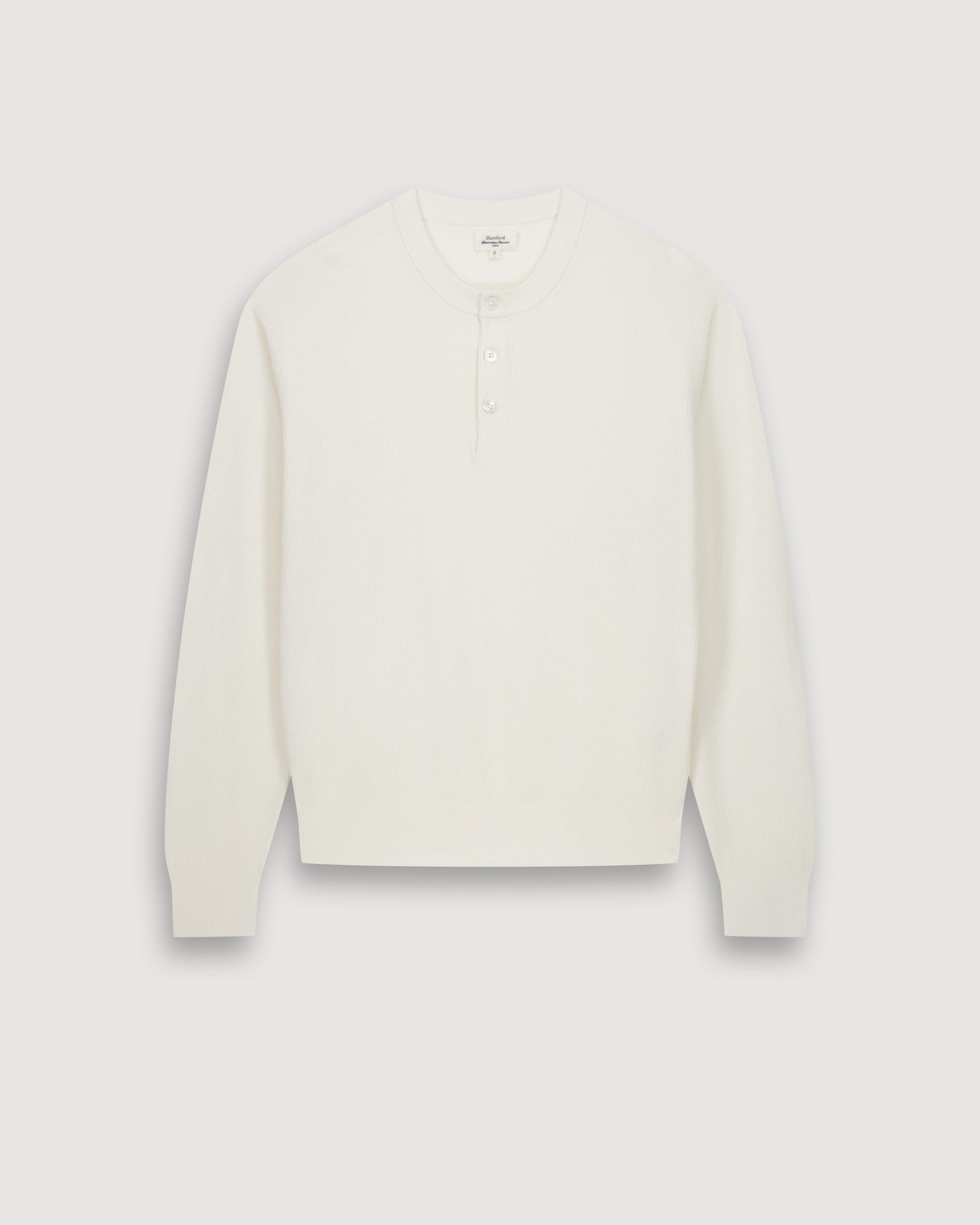 Pull Homme en Coton Piqué Crème Henley BFQ8315-01