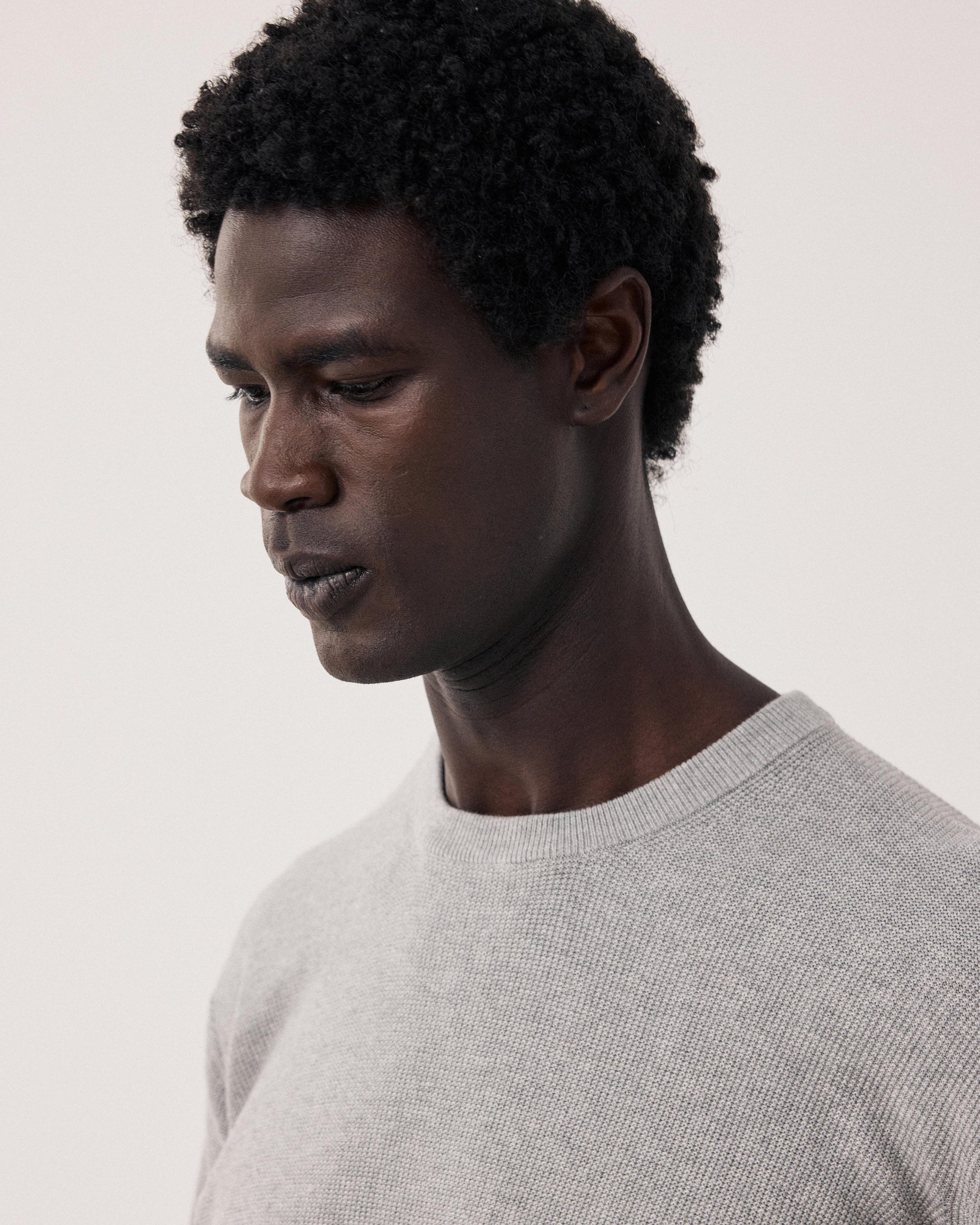 Jersey de hombre de Algodón Piqué gris jaspeado BFQ9315-04