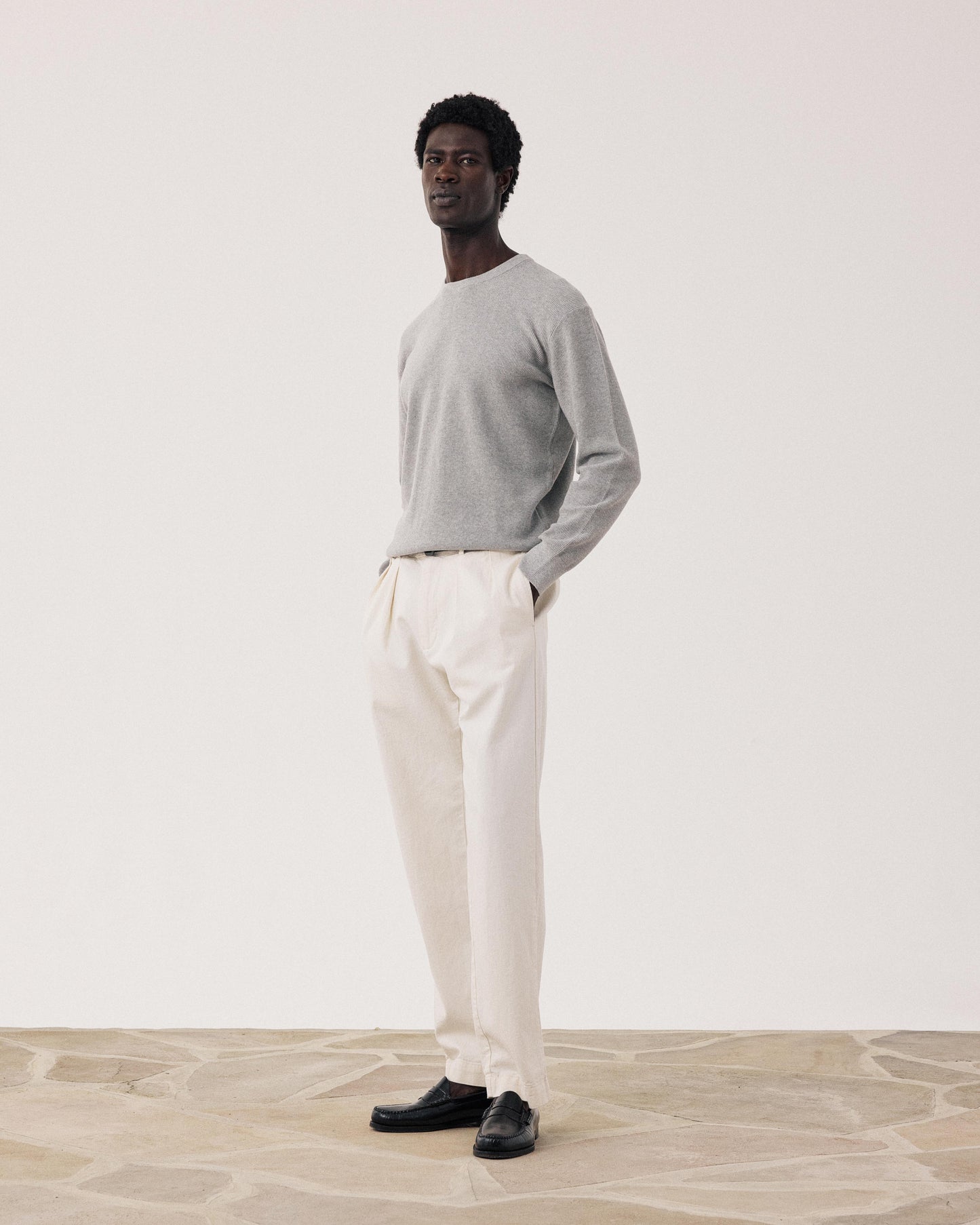 Jersey de hombre de Algodón Piqué gris jaspeado BFQ9315-04