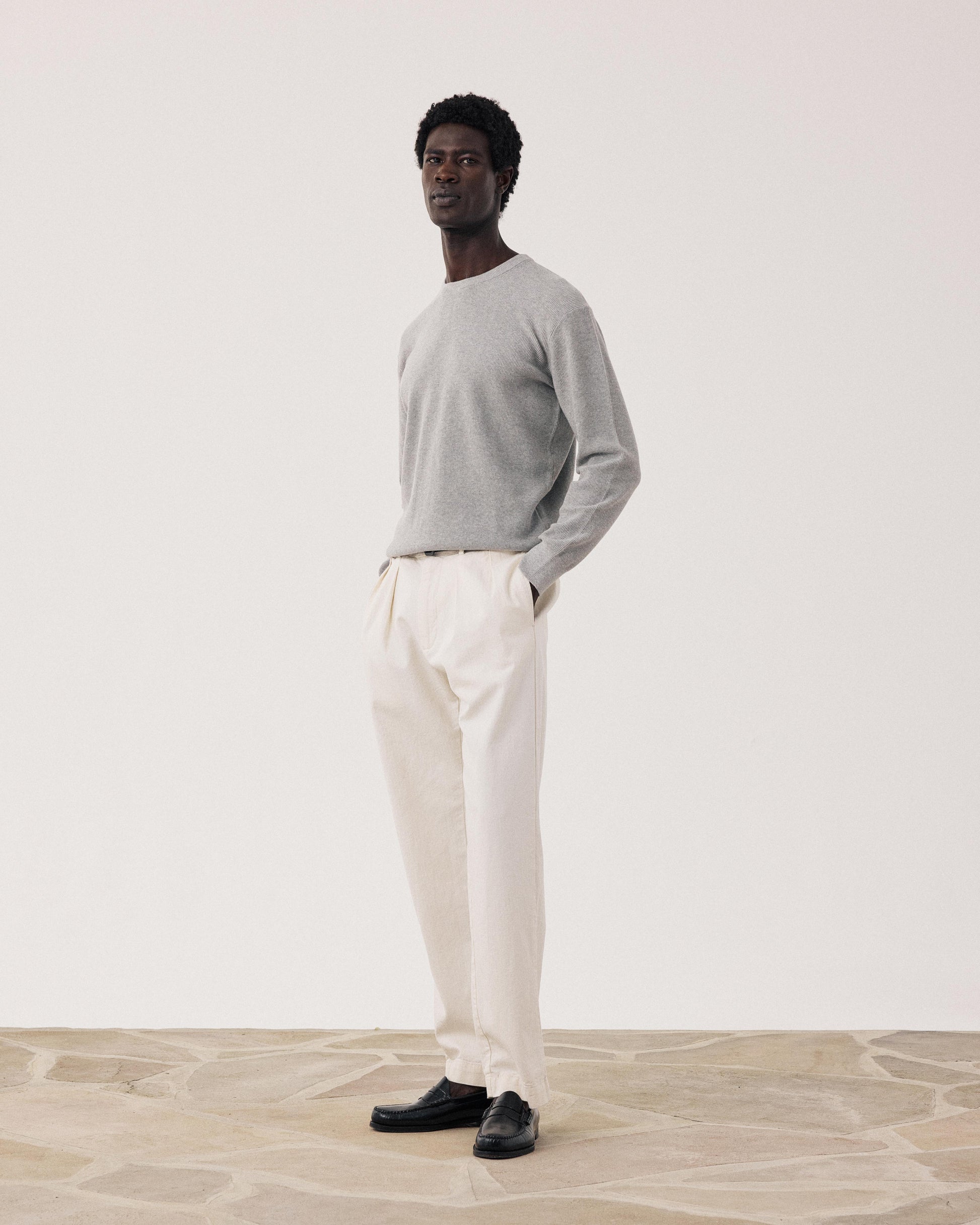 Jersey de hombre de Algodón Piqué gris jaspeado BFQ9315-04