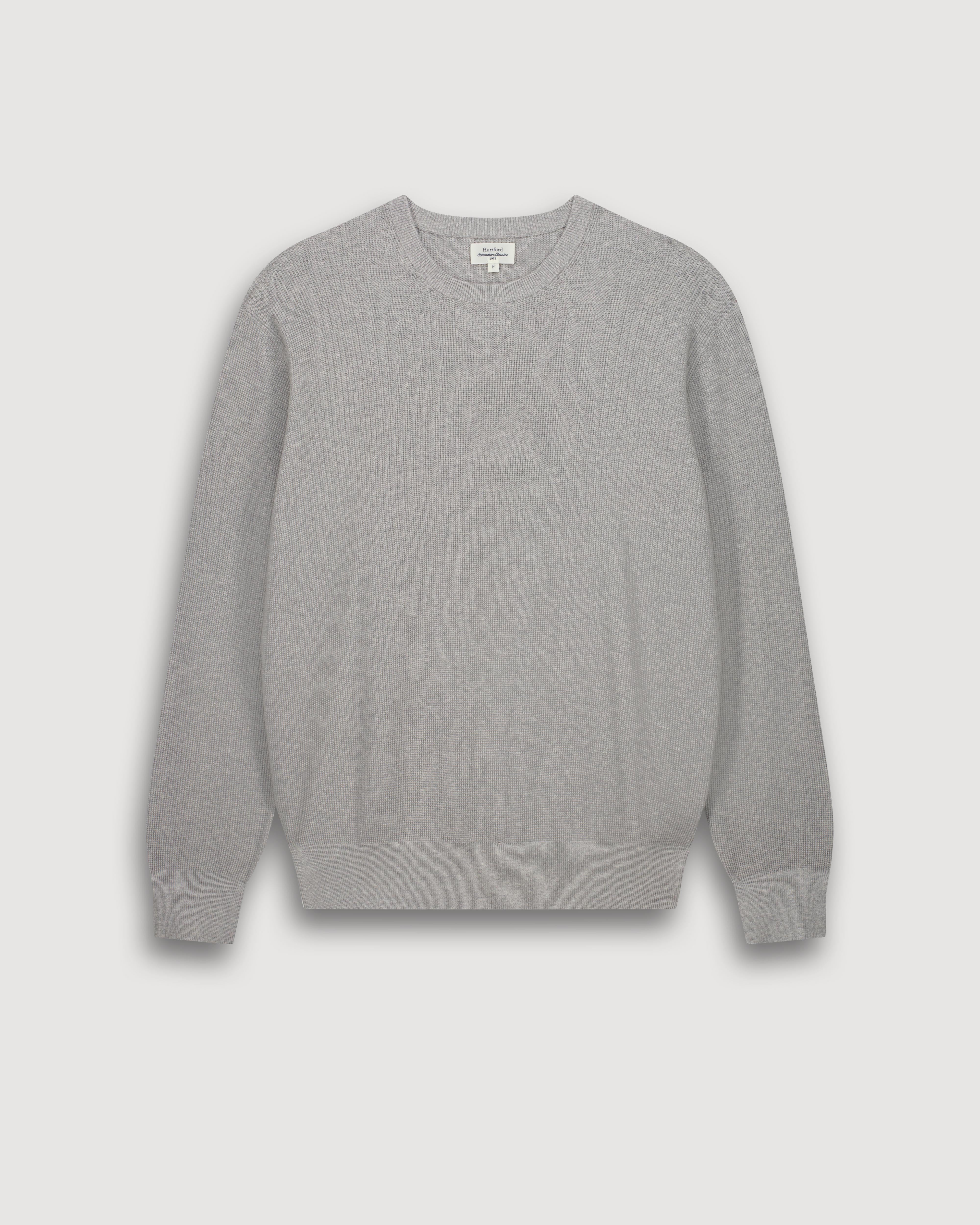 Men's Mottled Grey Piqué Cotton Sweater BFQ9315-04 - Men's Sweater