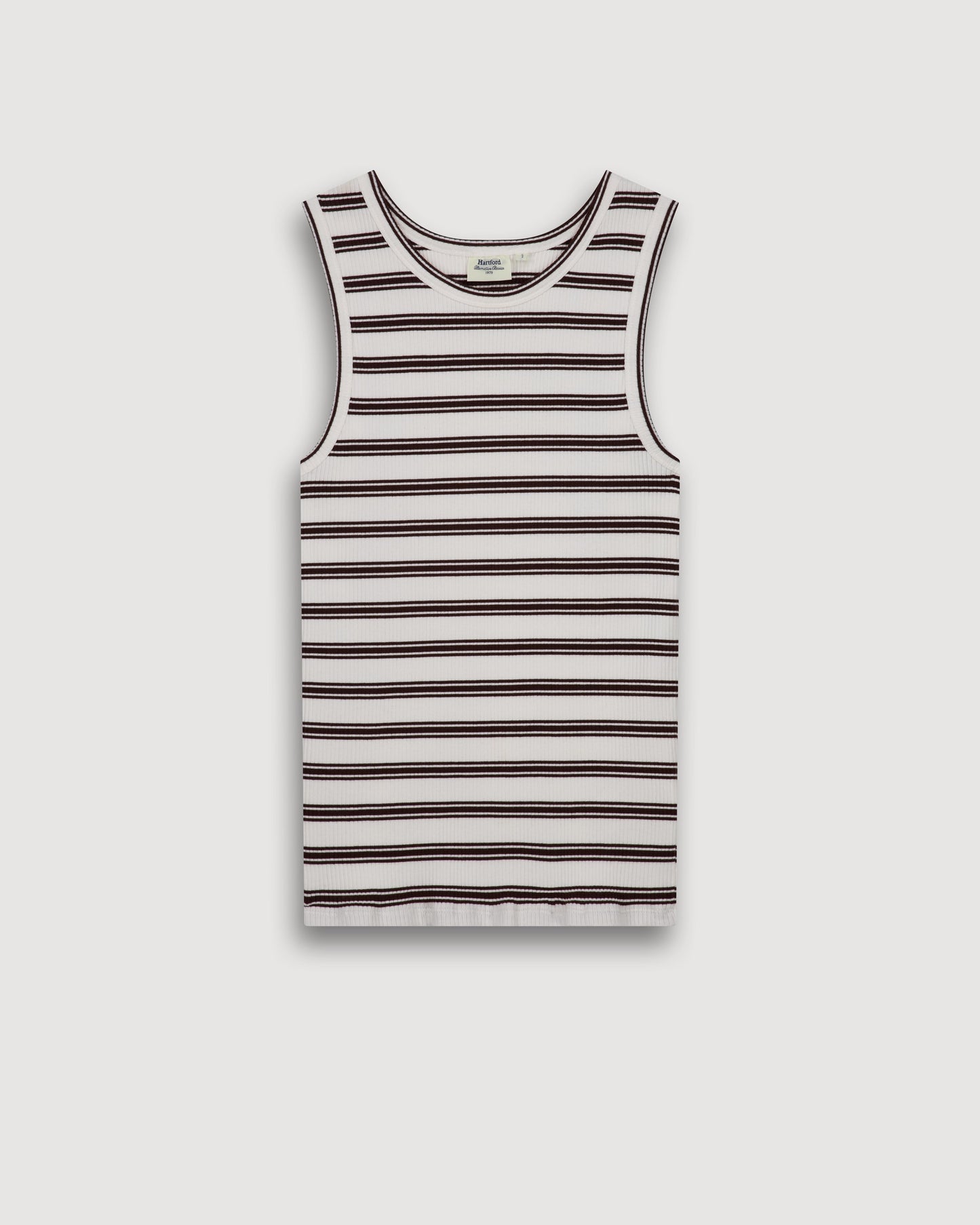 Débardeur Femme en Coton Côtelé Ecru & Marron Terrya