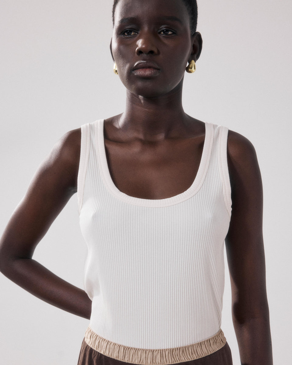 Camiseta sin mangas Mujer en Algodón Acanalado Crudo Tellima - Image principale