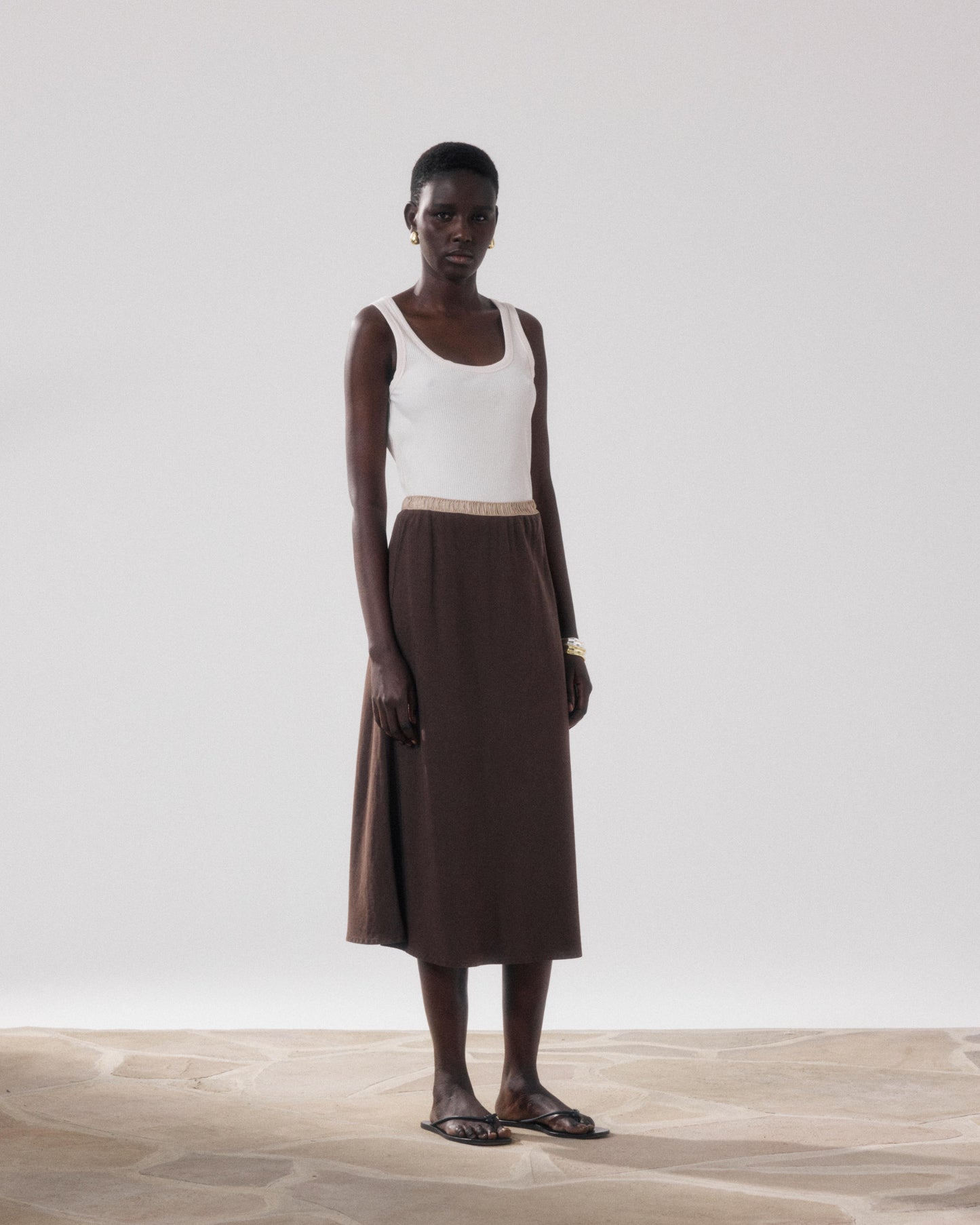 Top met bandjes van ecru geribd katoen Tellima