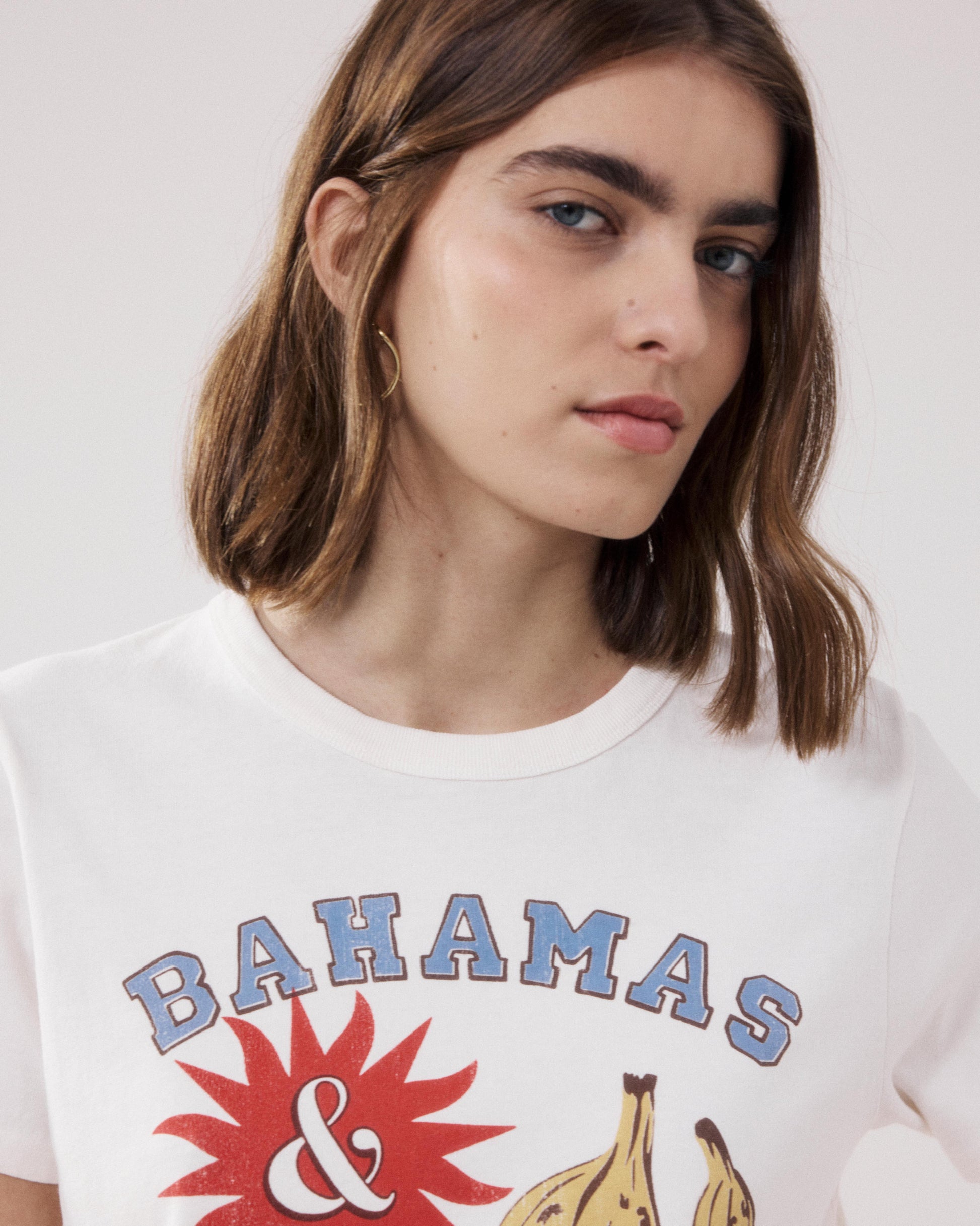 T-shirt voor dames van ecru katoen Tebanas