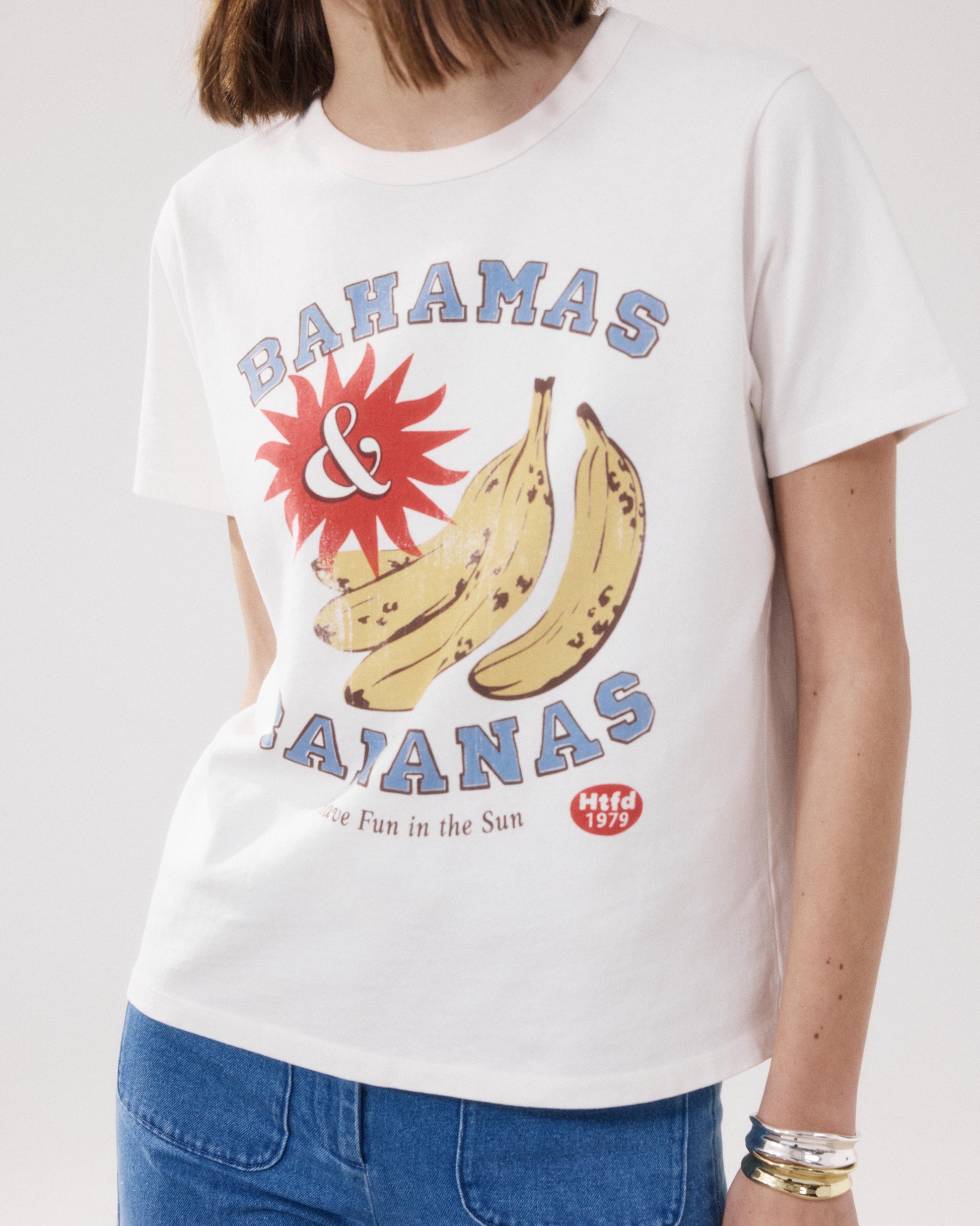 T-shirt voor dames van ecru katoen Tebanas
