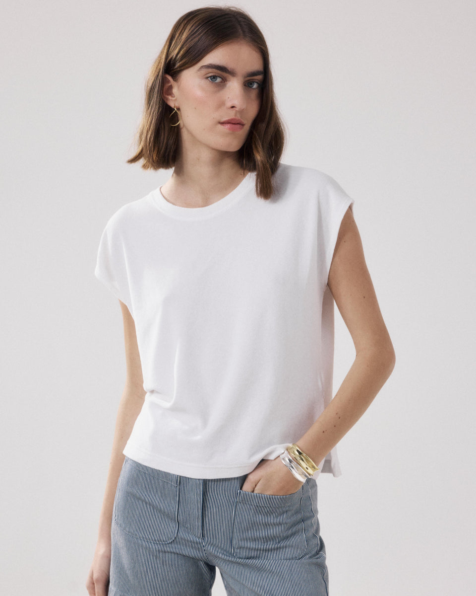 Camiseta Mujer en De Toalla Blanco Tebrody - Image principale