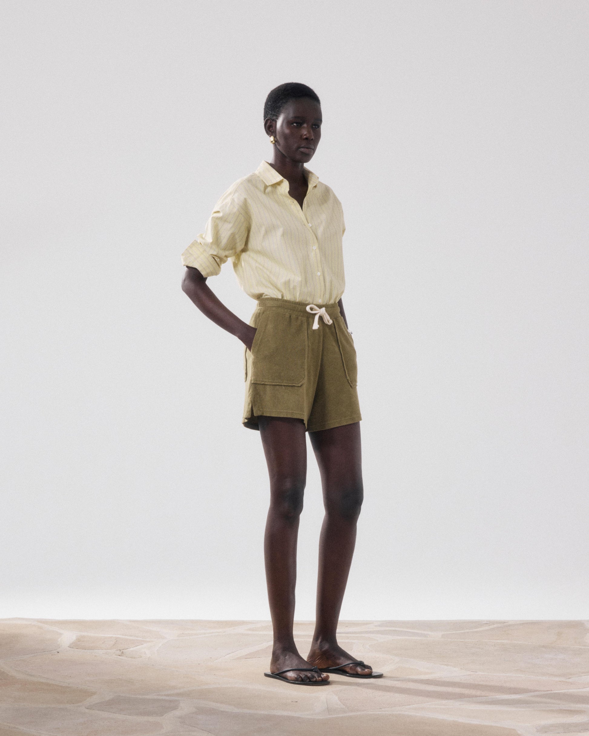 Women's Green Terry Cloth Short Tibou BFQS510-06