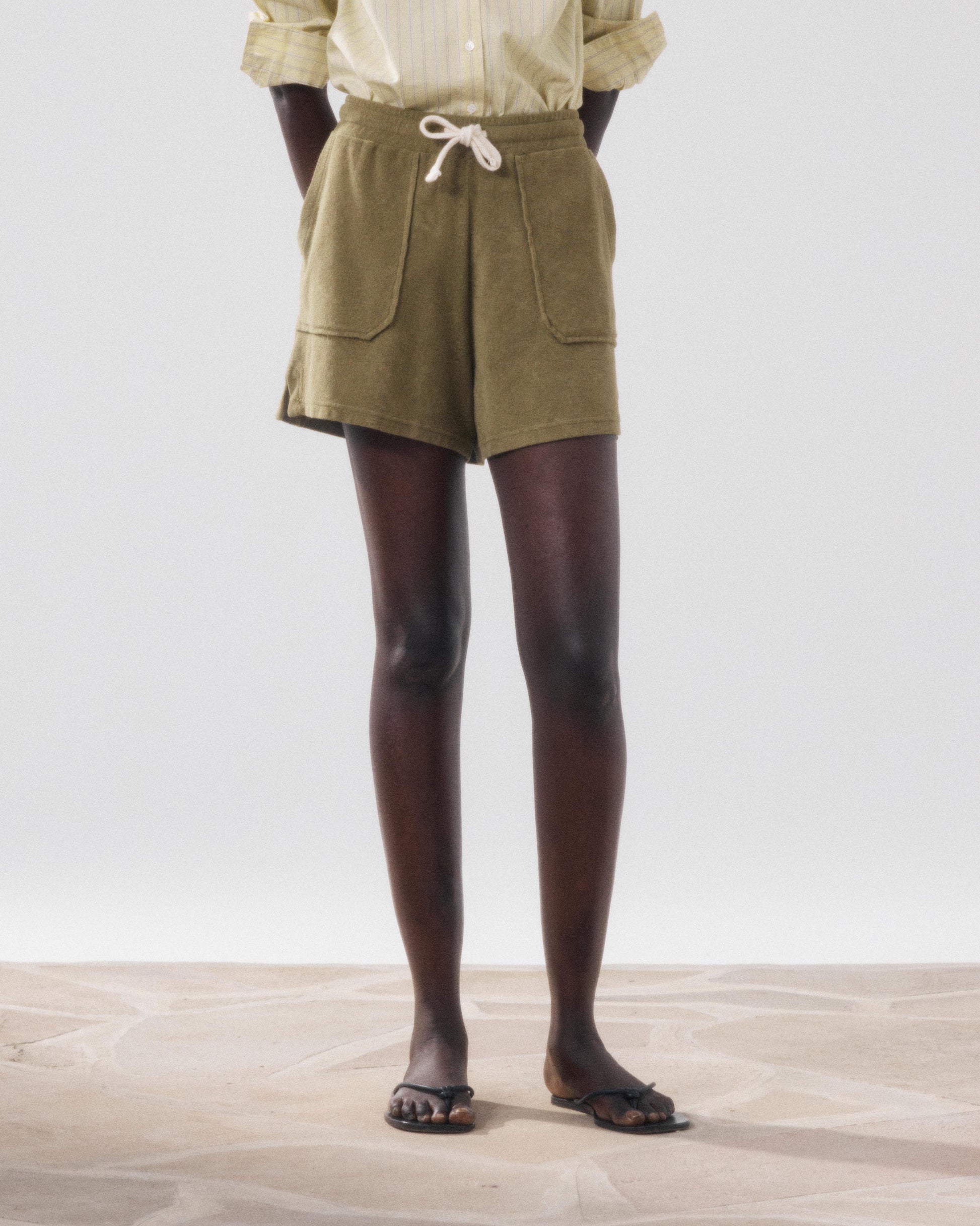 Women's Green Terry Cloth Short Tibou BFQS510-06