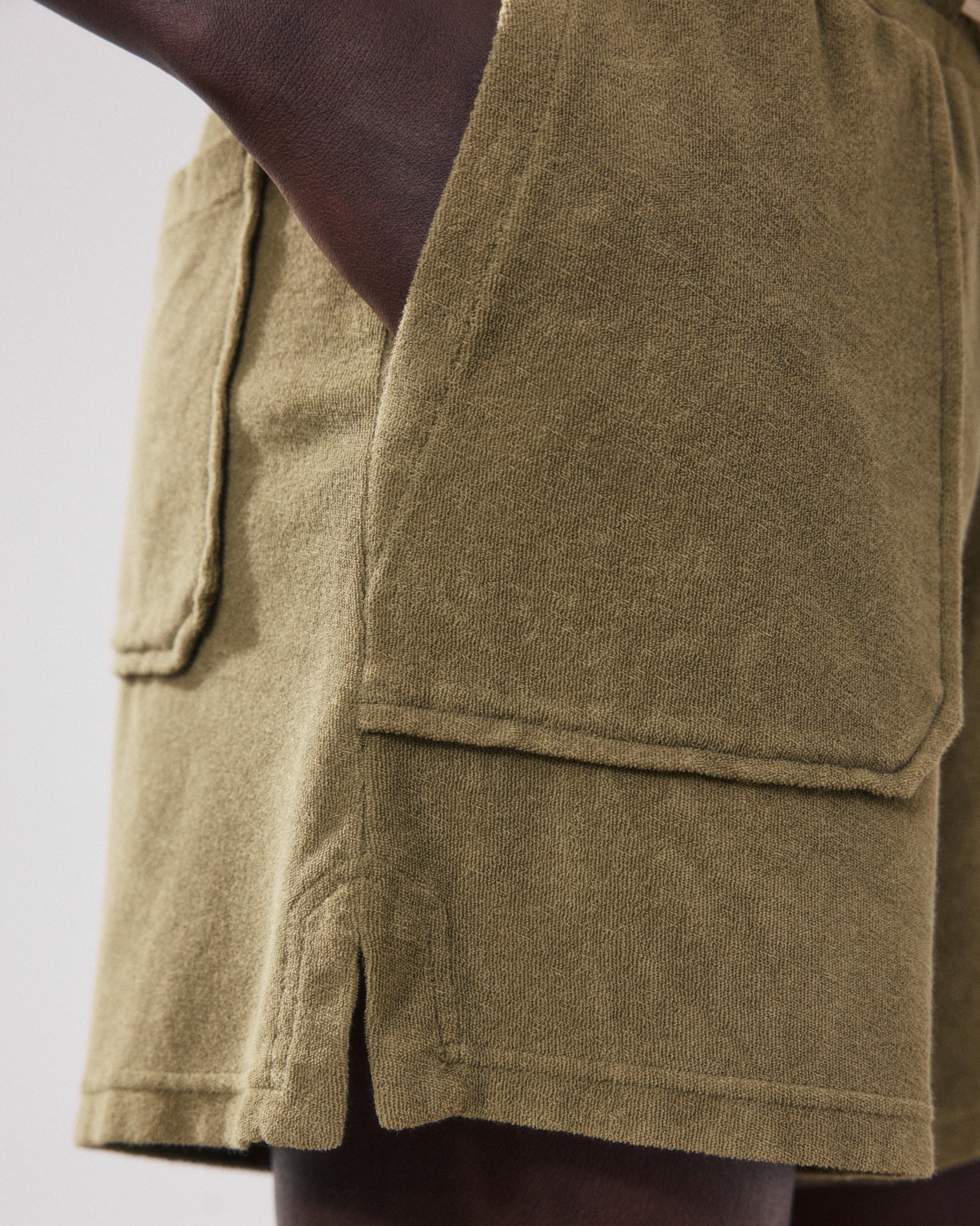 Women's Green Terry Cloth Short Tibou BFQS510-06