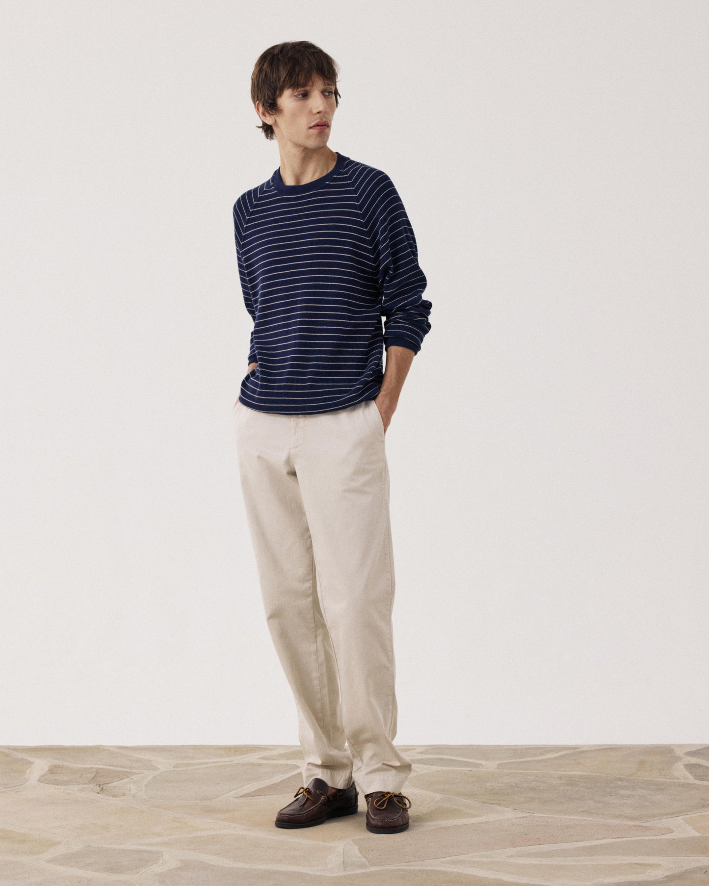 Men's Blue Striped Embossed Cotton Sweater BFR2316-01