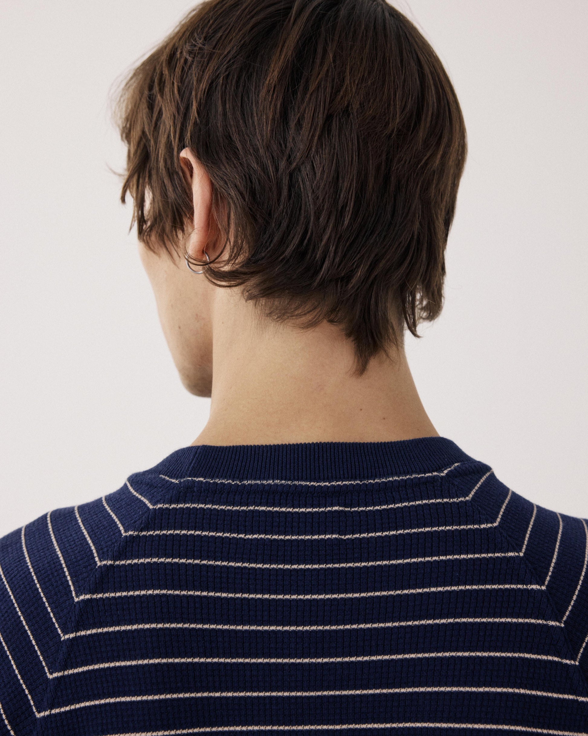 Men's Blue Striped Embossed Cotton Sweater BFR2316-01