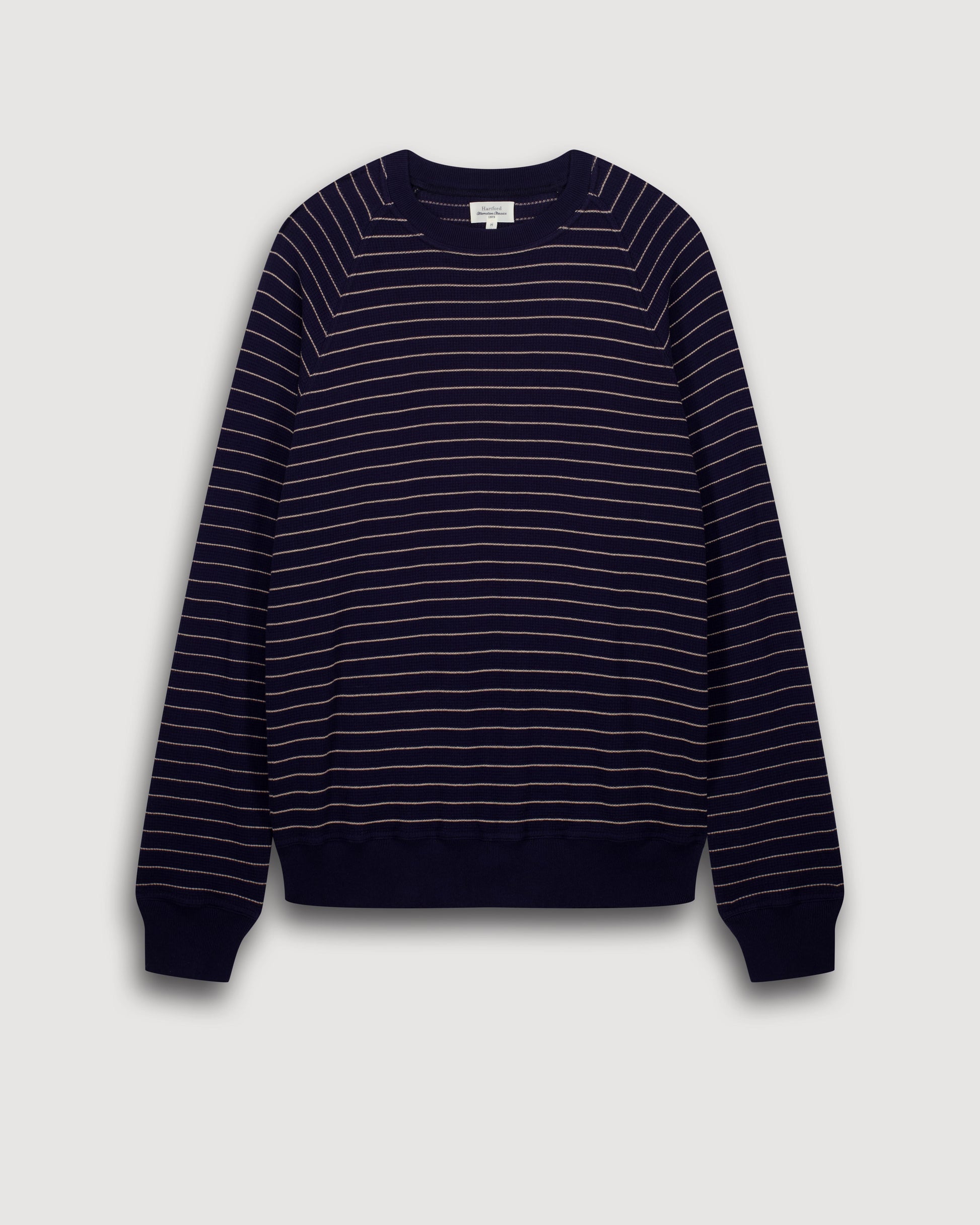 Pull Homme en Coton Gaufré Rayé Bleu BFR2316-01