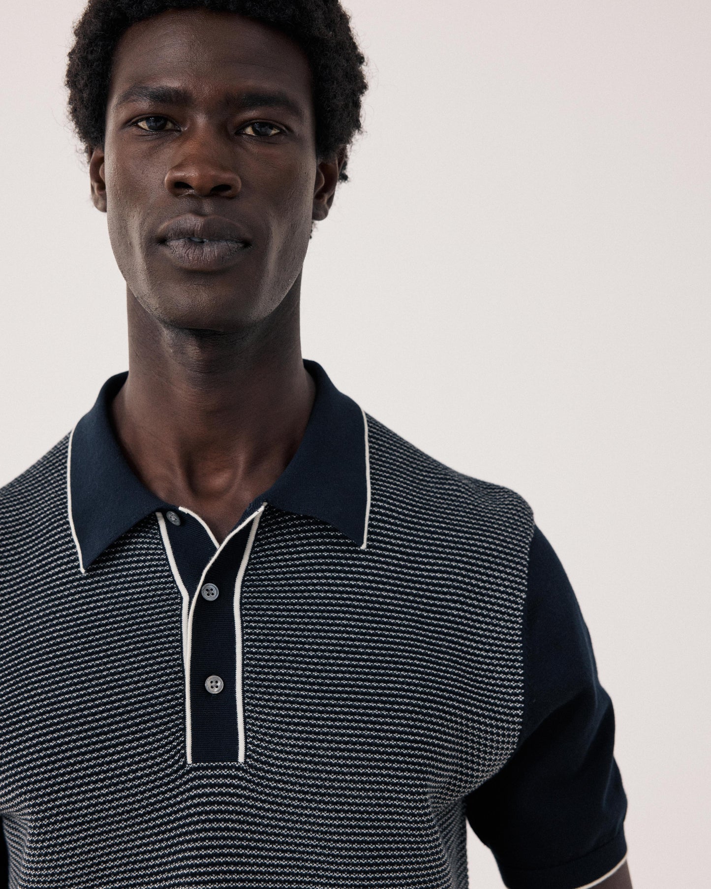 Polo para hombre de punto jacquard azul noche BFR3317-03