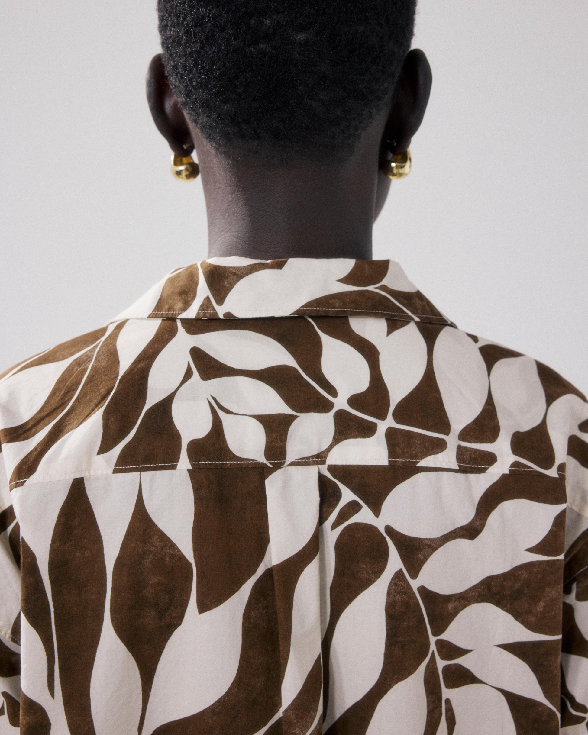 Robe Femme en Coton Imprimé Feuilles Blanc & Marron Ralli BFRA622-02