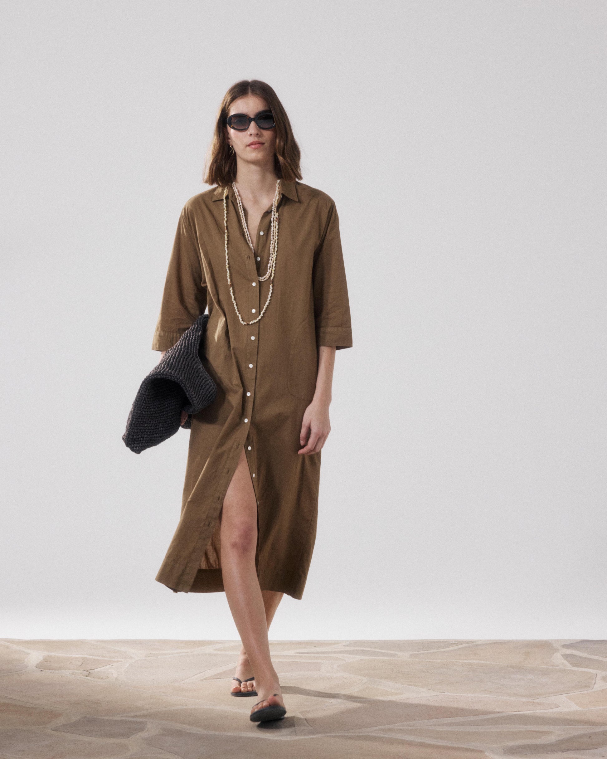 Robe Femme en Voile de Coton Bronze Reflexion