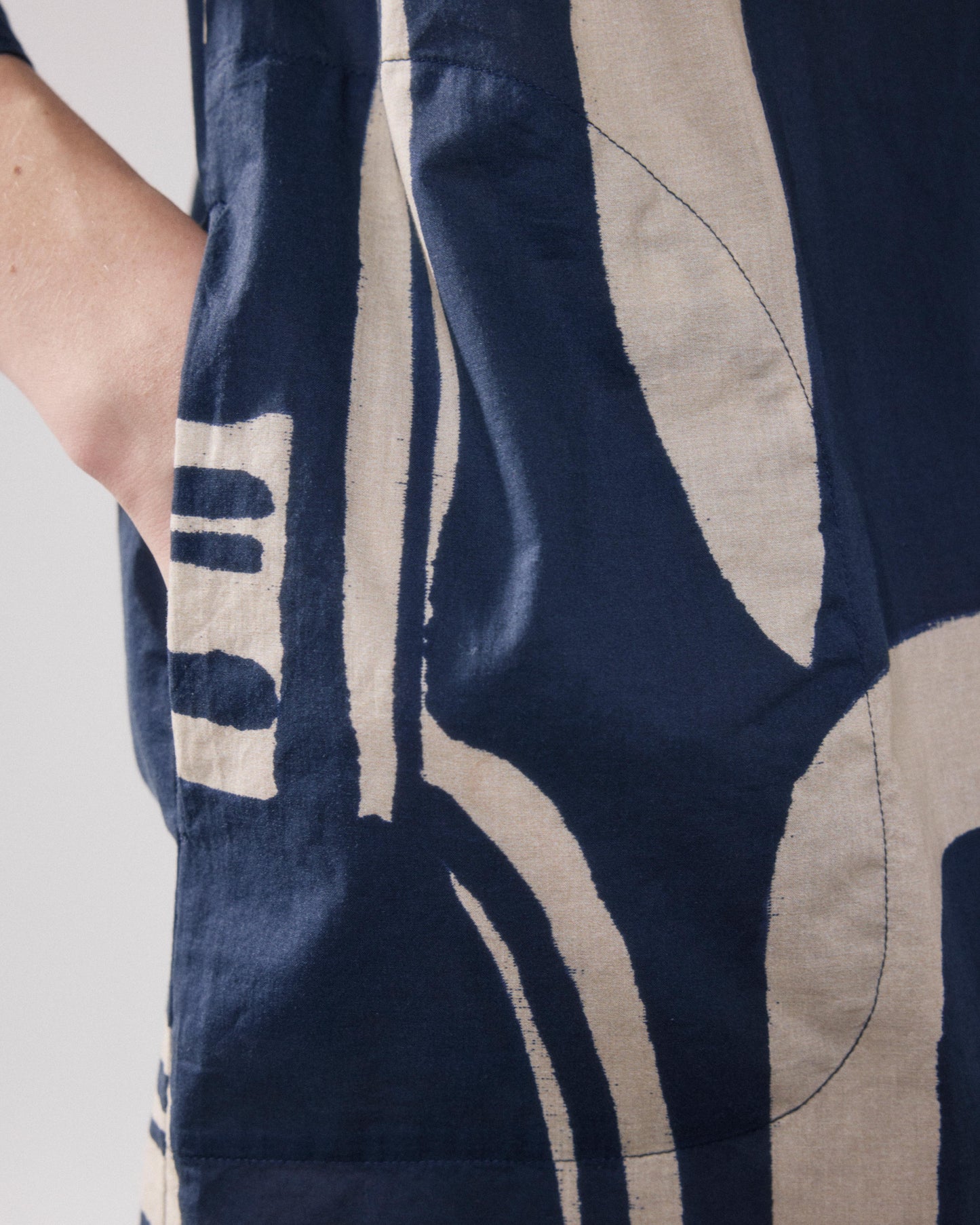 Women's Beige & Blue Printed Cotton Dress Reflexion BFRC626-02