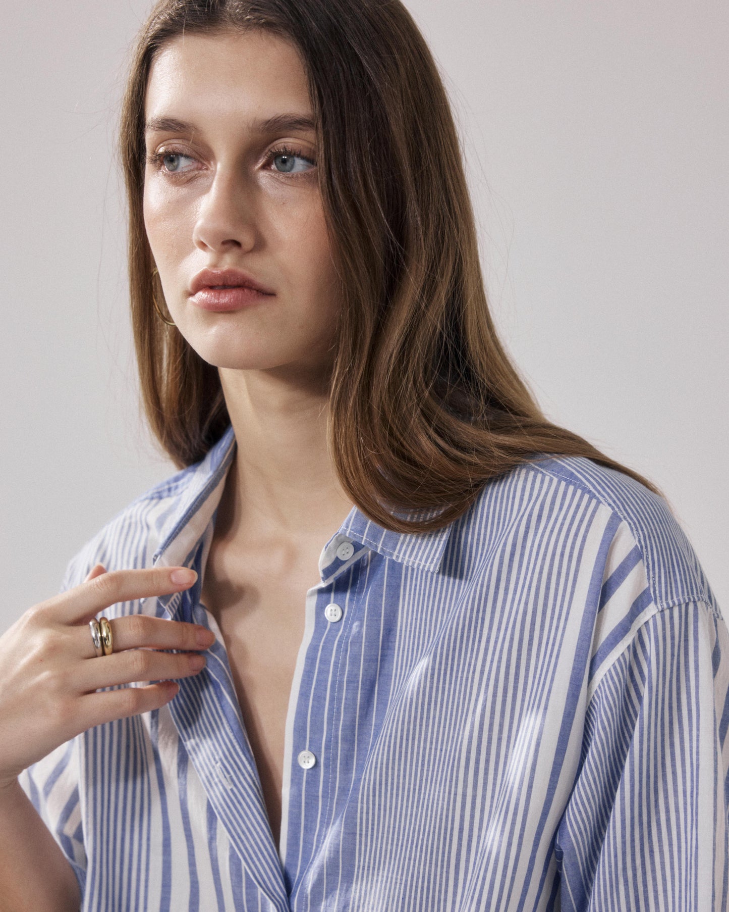 Robe Femme en Coton Blanc & Bleu Reflexion