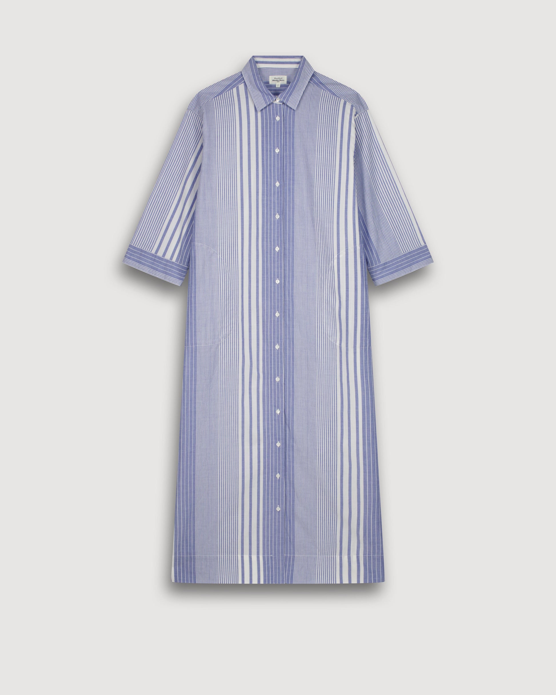 Robe Femme en Coton Blanc & Bleu Reflexion