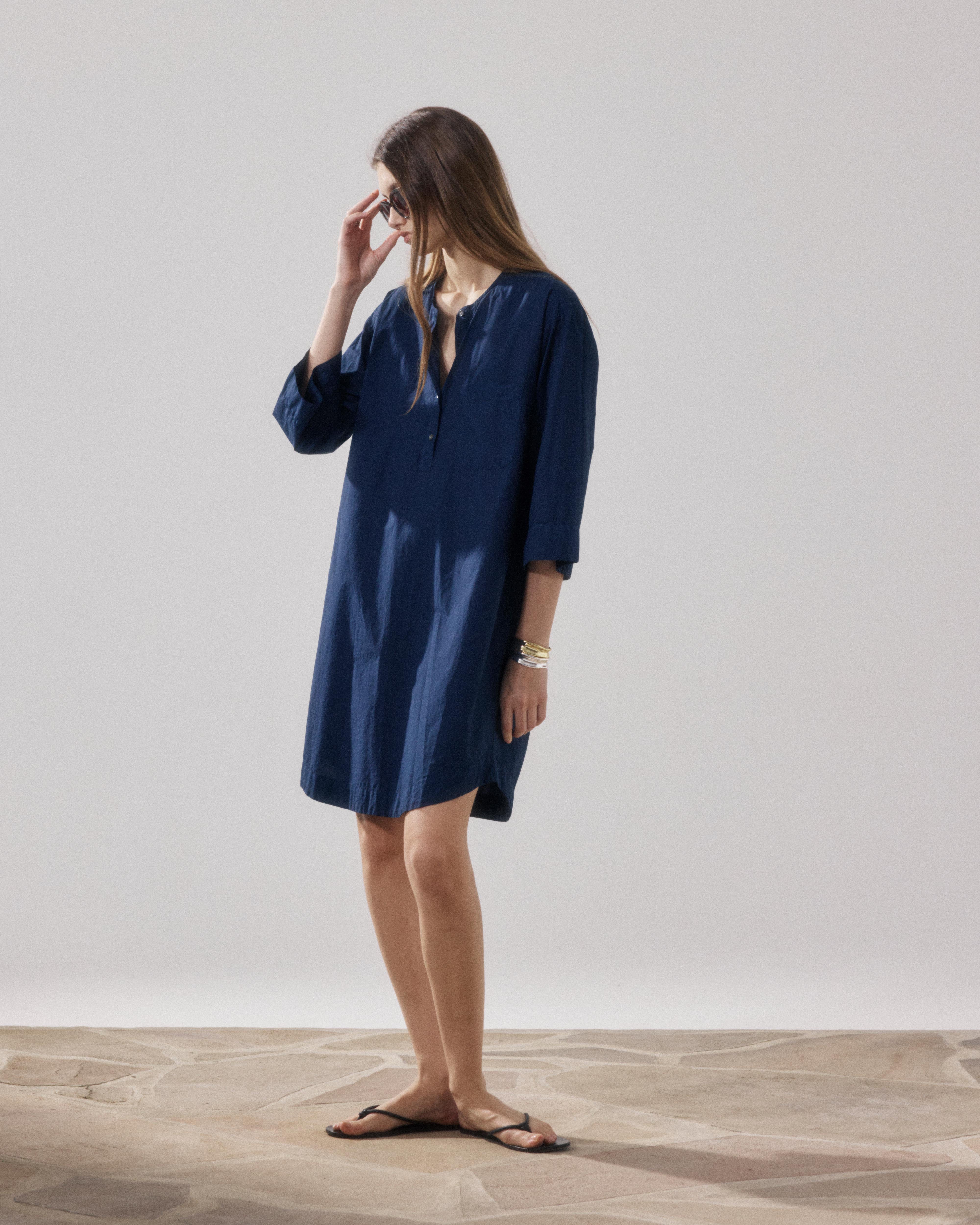 Robe Femme en Popeline Bleu Nuit Rister BFRF610-43 - Robe Femme