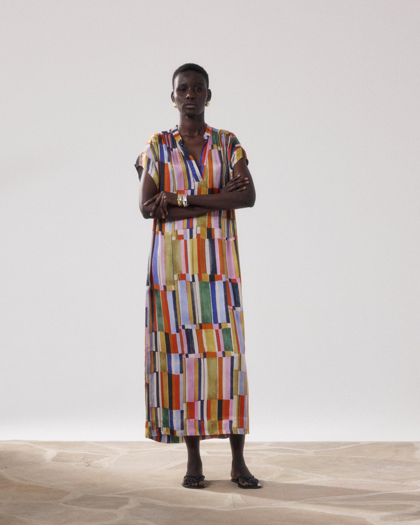 Damesjurk van bedrukte Viscose met veelkleurige print Riyu