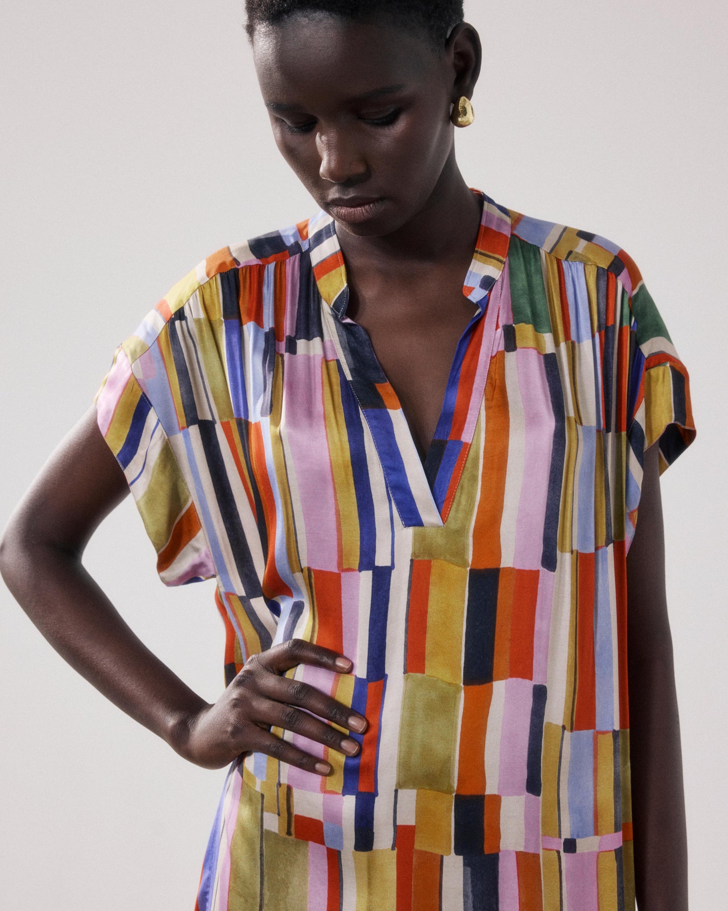 Damesjurk van bedrukte Viscose met veelkleurige print Riyu