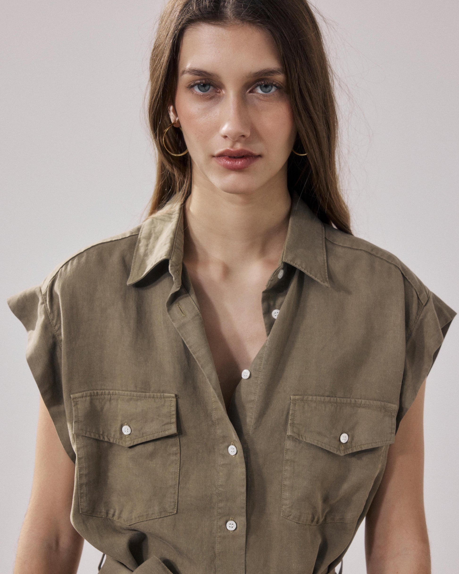 Women's Khaki Lyocell & Cotton Dress Robina BFRH608-34