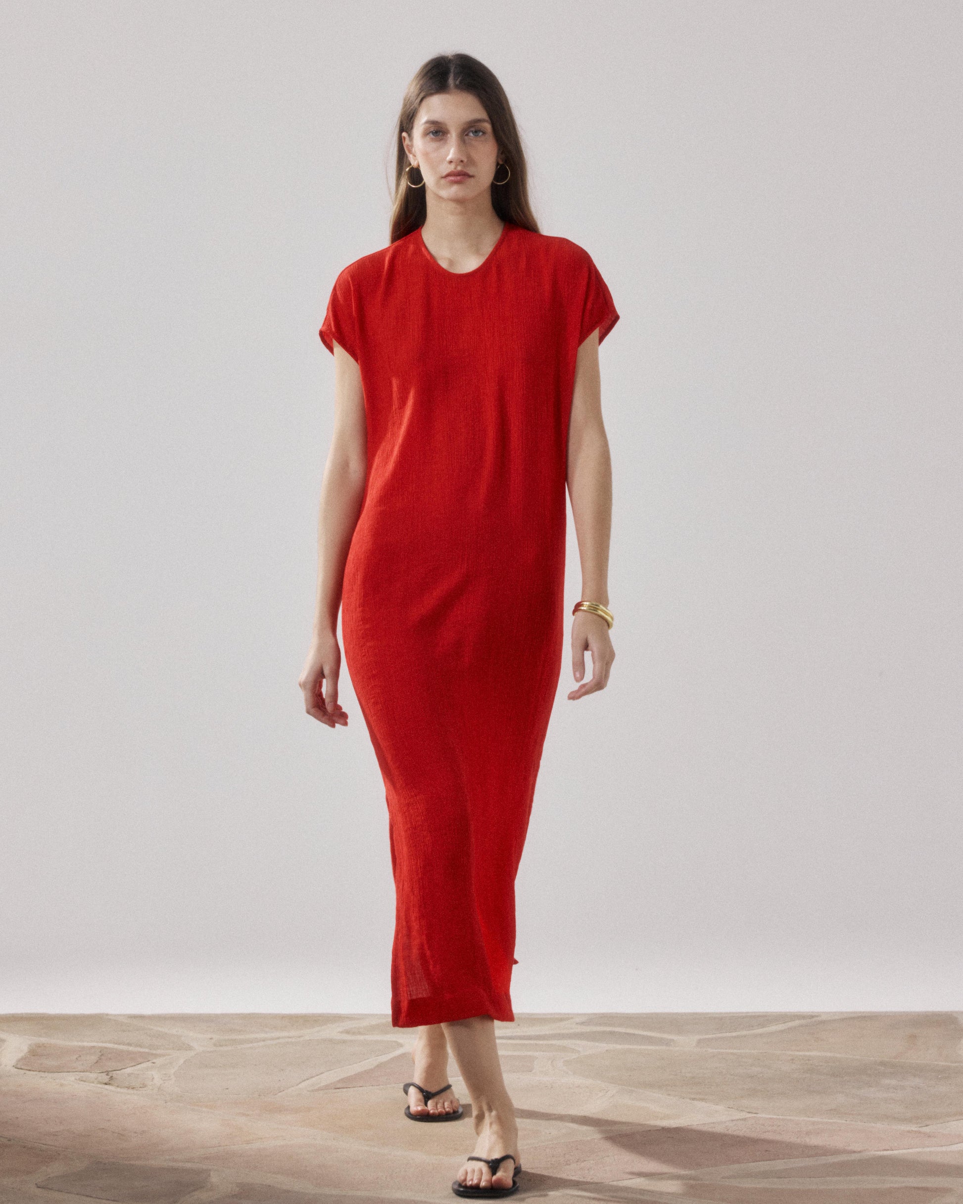 Women's Red Cotton Dresses Ronda BFRK634-07