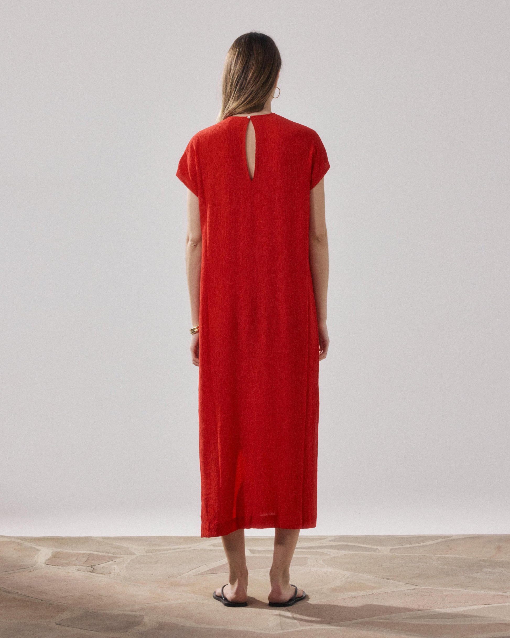 Women's Red Cotton Dresses Ronda BFRK634-07