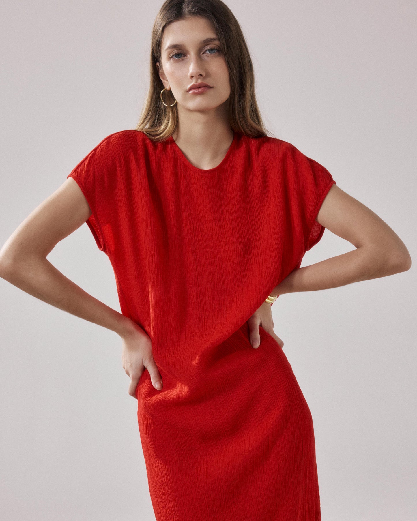 Women's Red Cotton Dresses Ronda BFRK634-07