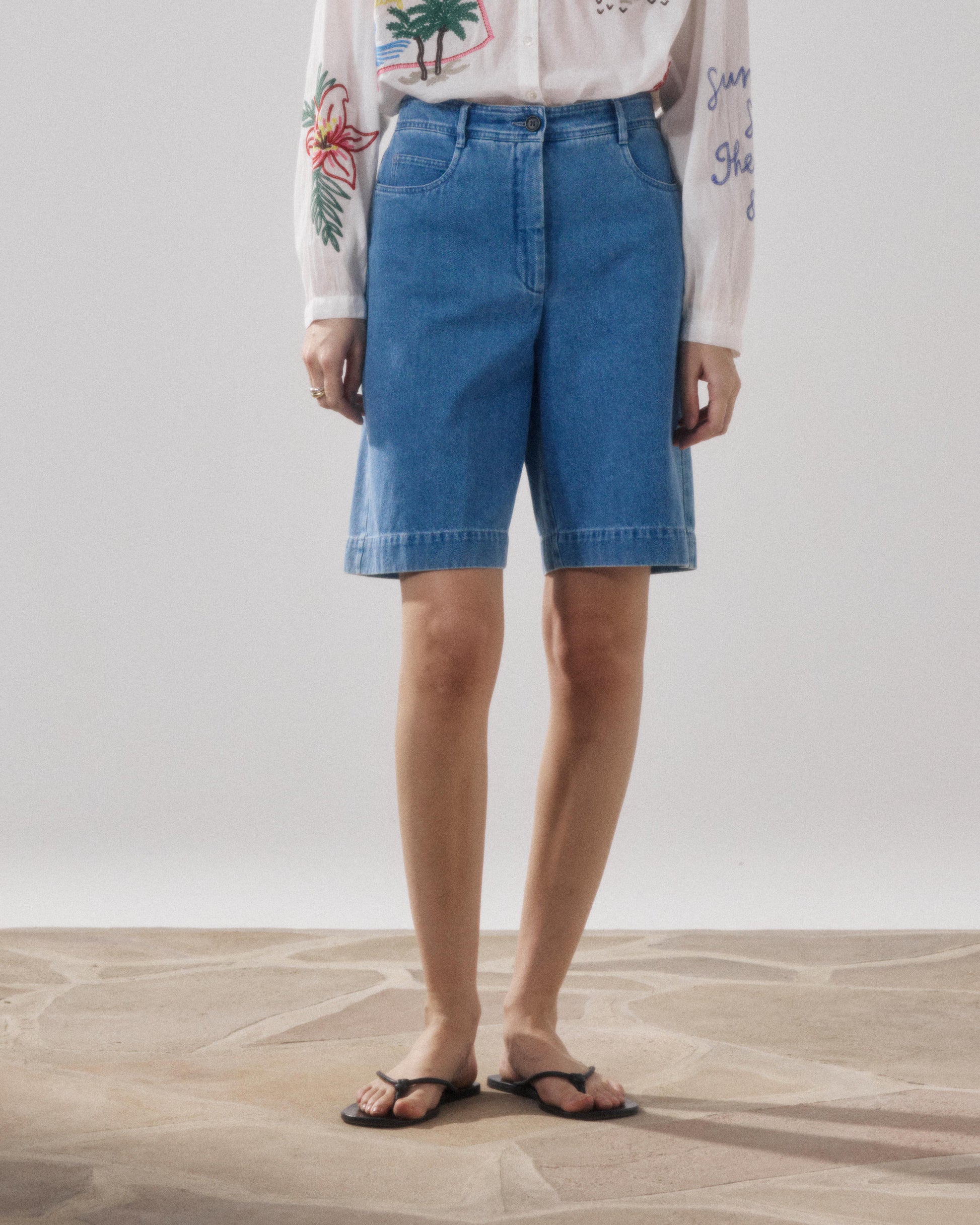 Women's Light Blue Cotton Short Sacha BFSA617-01