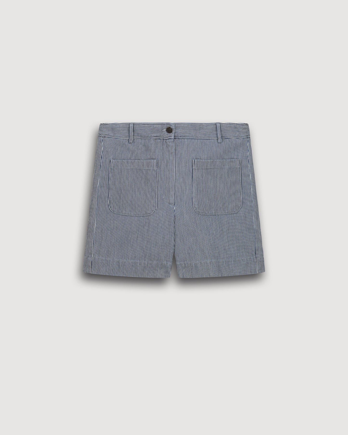 Short Femme en Coton Blanc & Bleu Solene