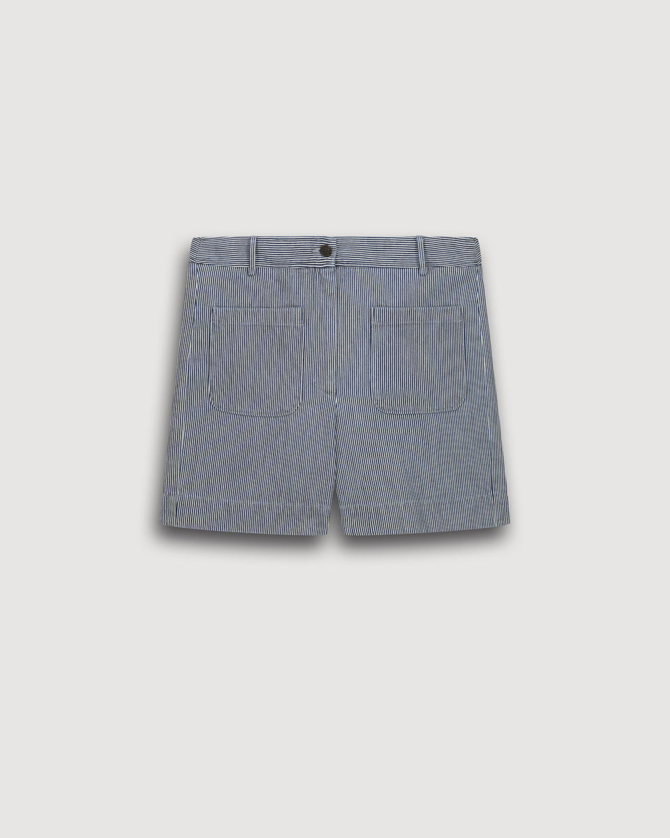 Short Femme en Coton Blanc & Bleu Solene - Image 3