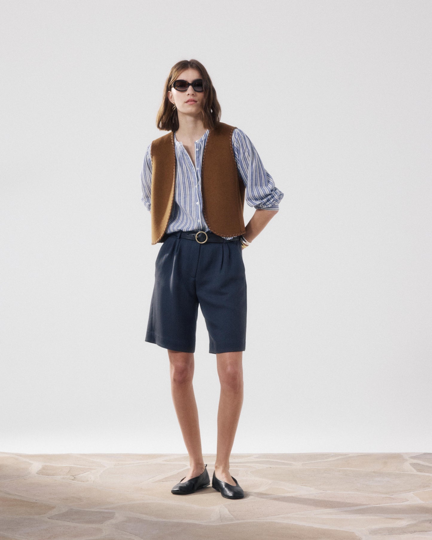 Women's Navy Blue Lyocell Short Sterling BFSE612-02