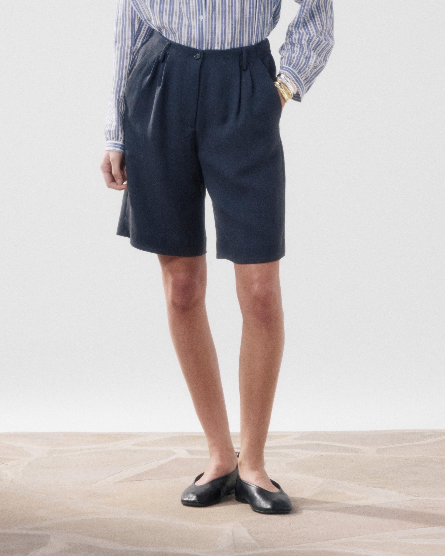 Women's Navy Blue Lyocell Short Sterling BFSE612-02