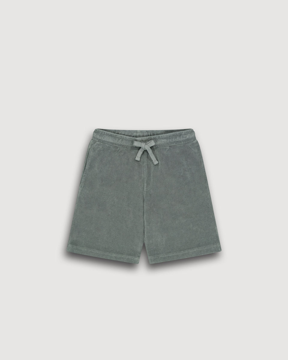 Short Garçon en Eponge Vert Militaire Bouclette - Image principale