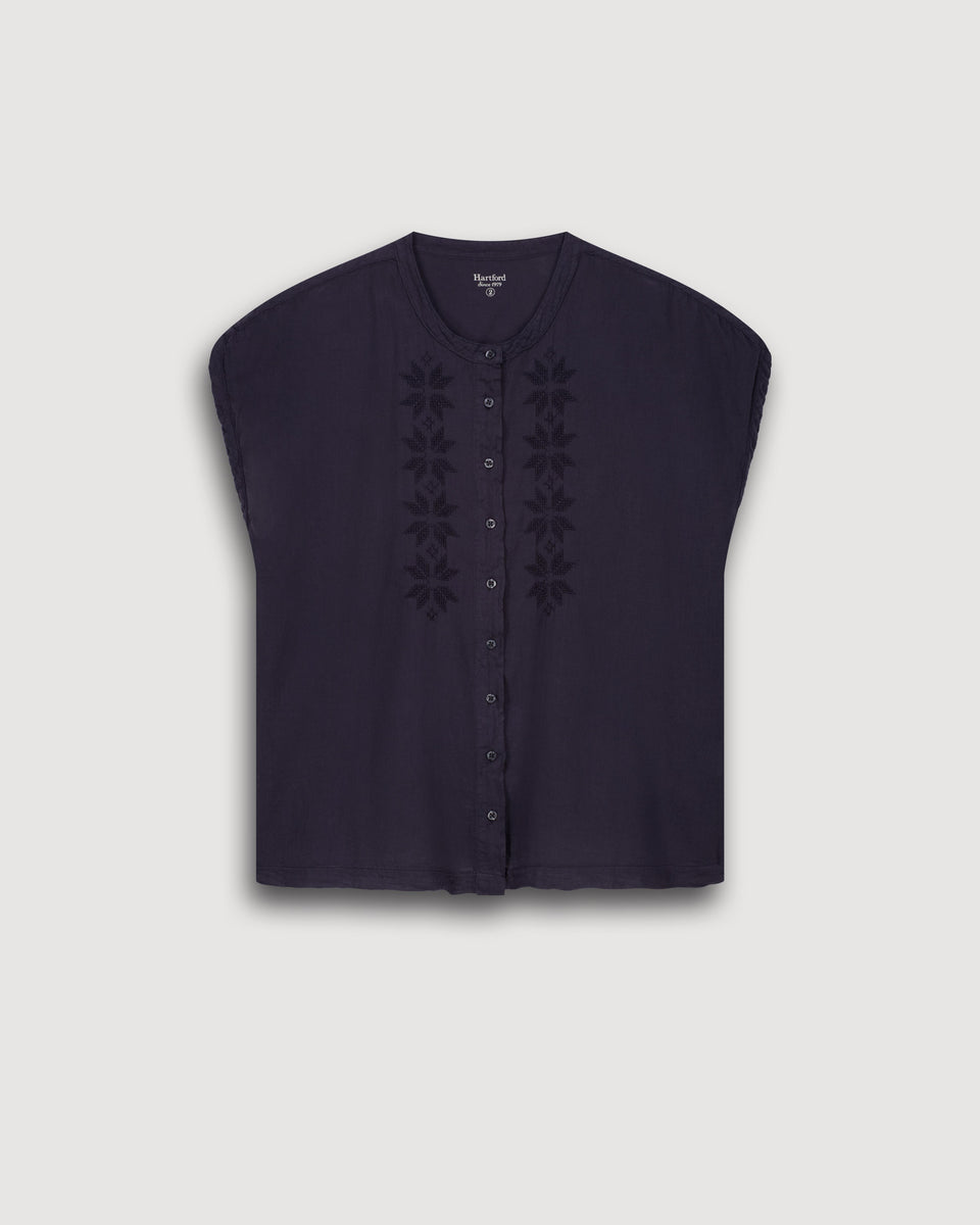 Chemise Femme en Coton Bi-Matière Charbon Teza - Image 3