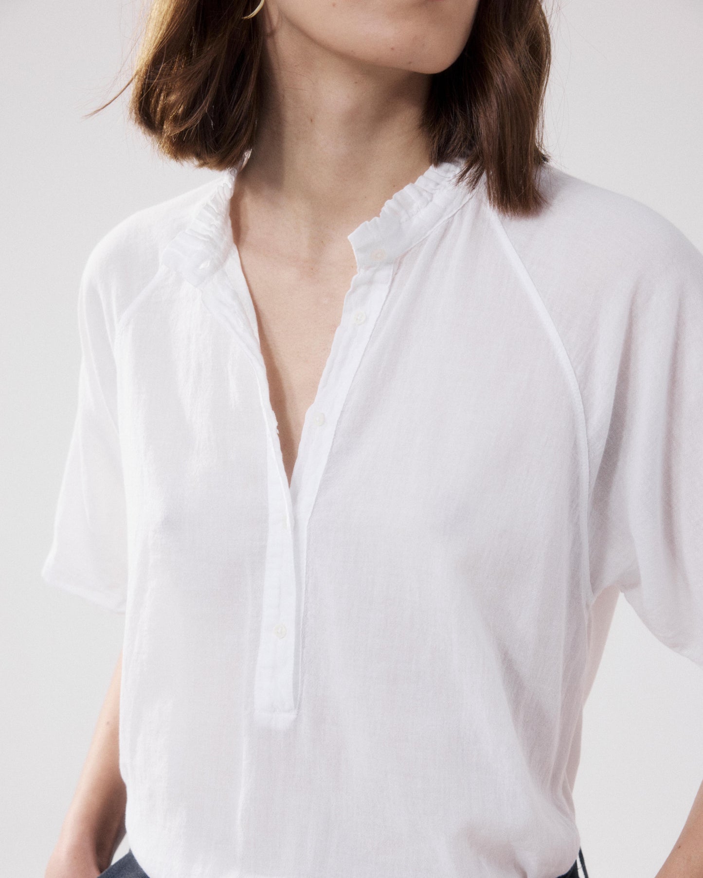 Chemise Femme en Coton Bi-Matière Blanc Tekke