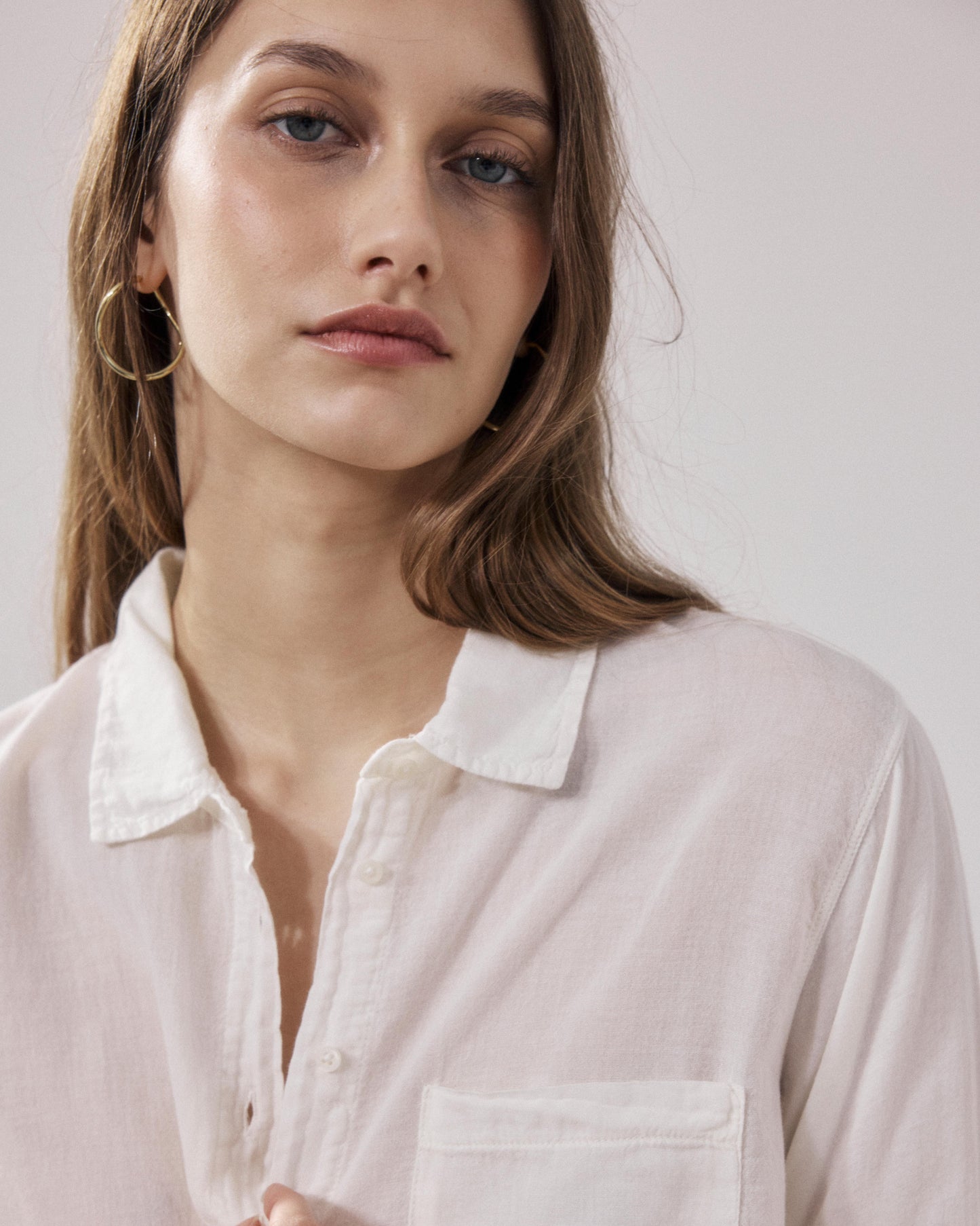 Chemise Femme en Coton Bi-Matière Ecru Tamy