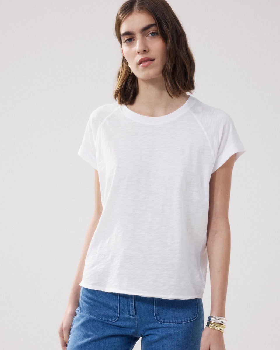 T-shirt Femme en Coton Flammé Blanc Teodal - Image 3