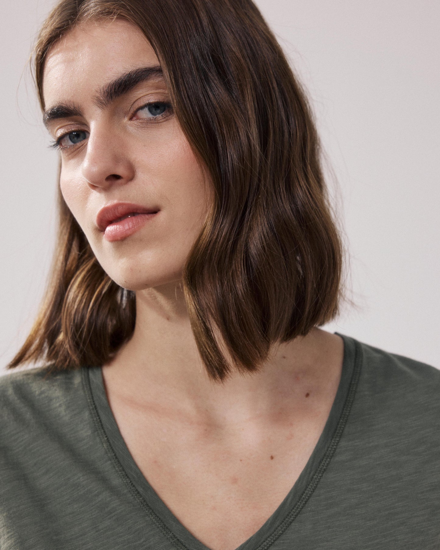 T-Shirt Femme en Coton Slub Vert Tovony BFTN502-06