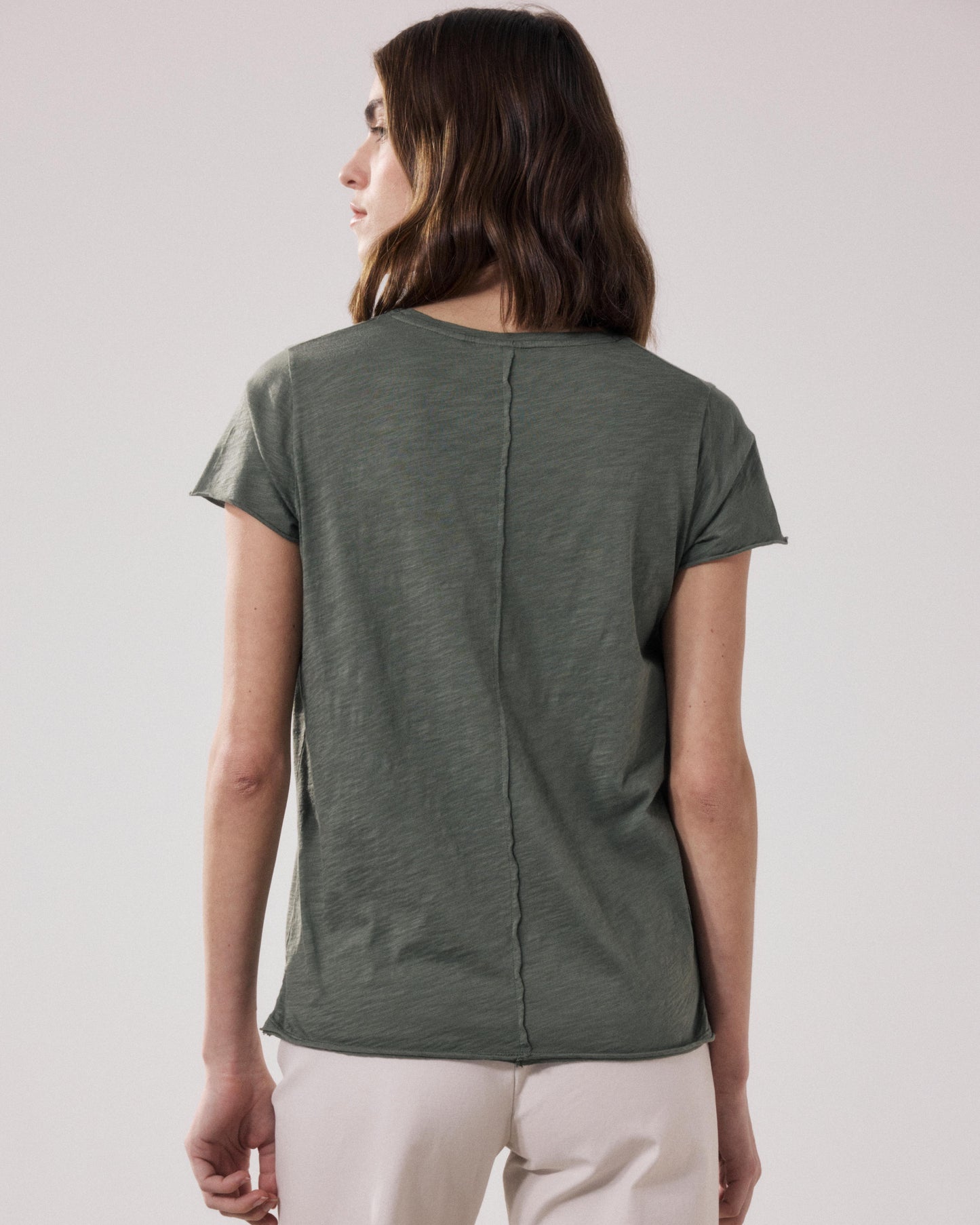 T-Shirt Femme en Coton Slub Vert Tovony BFTN502-06