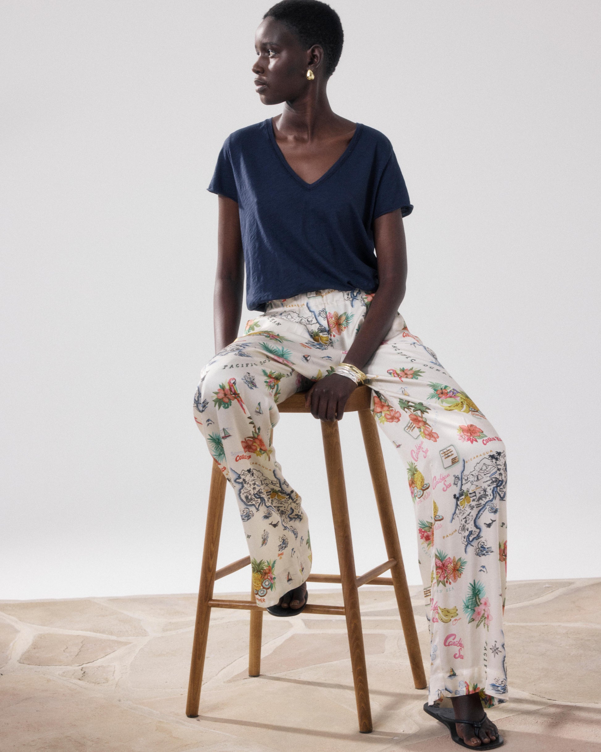 T-Shirt Femme en Coton Slub Bleu Nuit Tovony