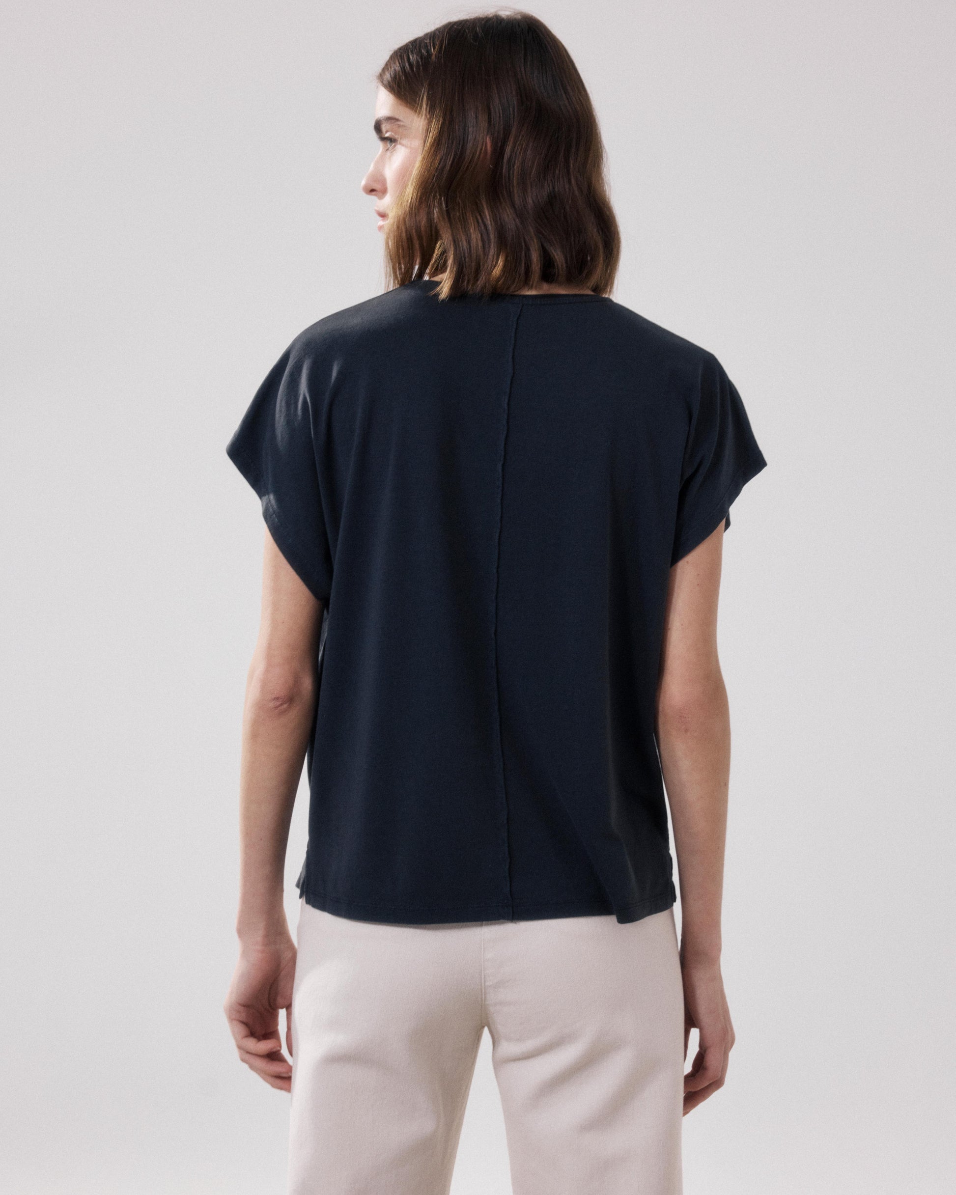 T-Shirt Femme en Lyocell & Coton Noir Tokiyo