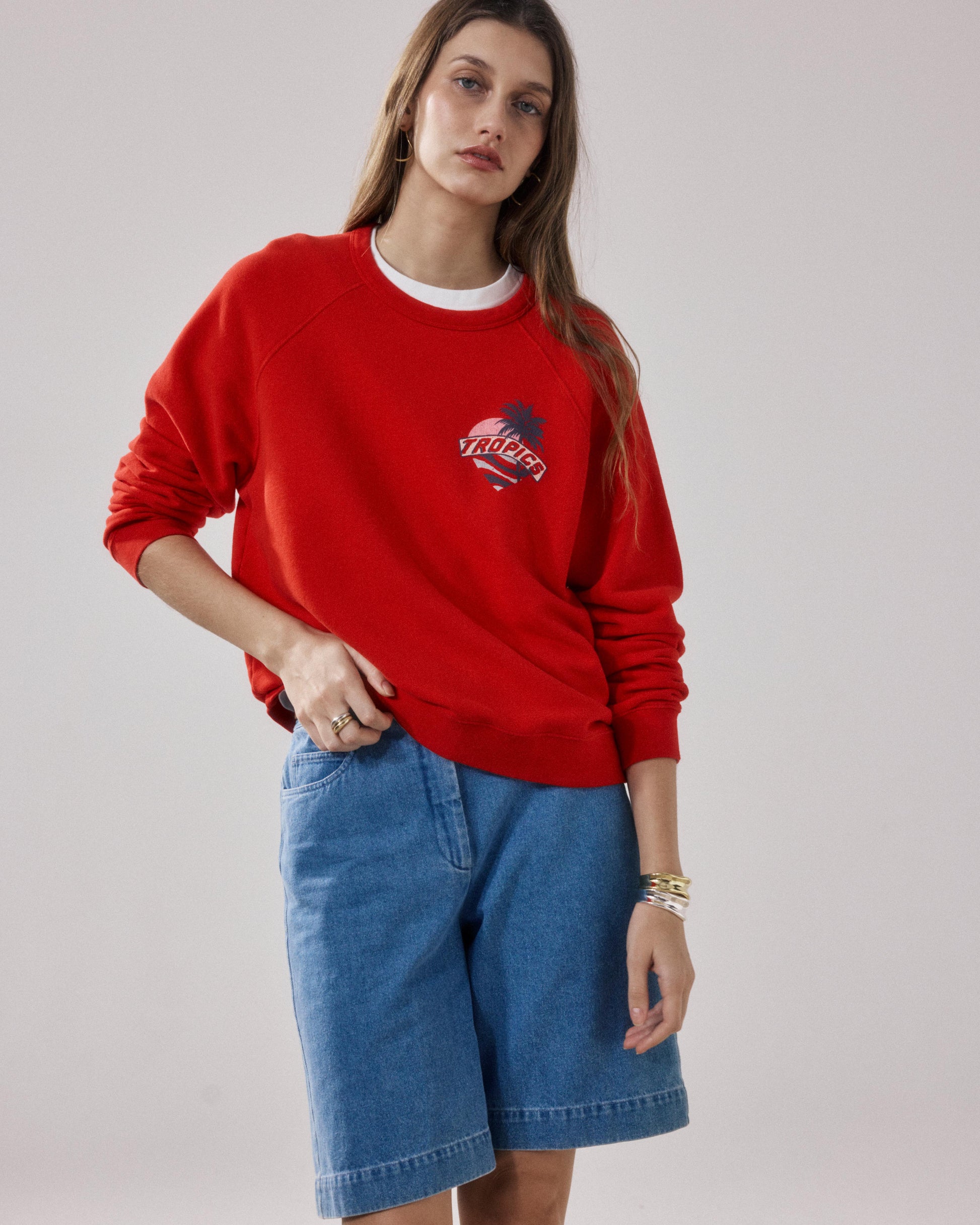 Sweatshirt Femme en Molleton Rouge Tatropic