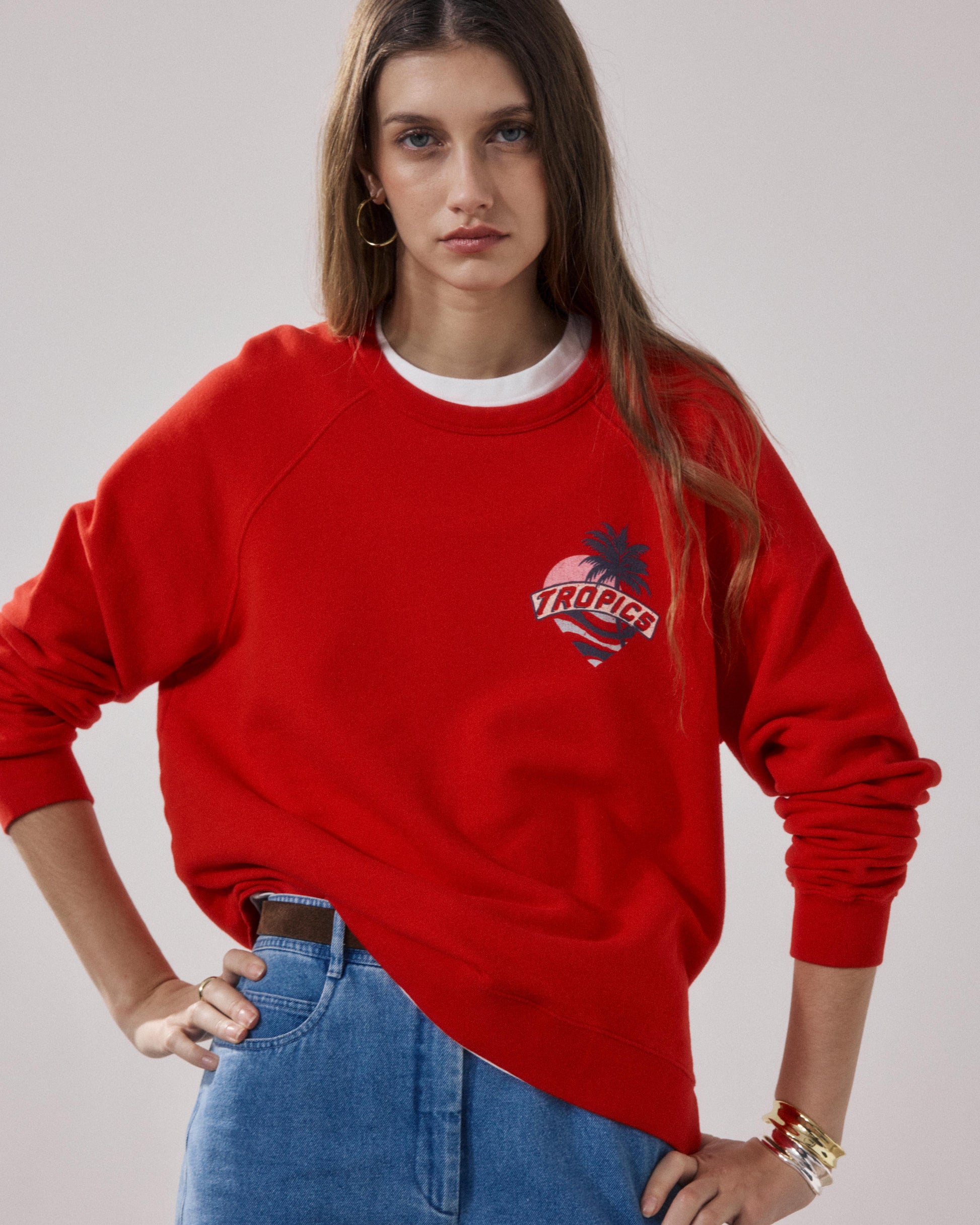 Sweatshirt Femme en Molleton Rouge Tatropic