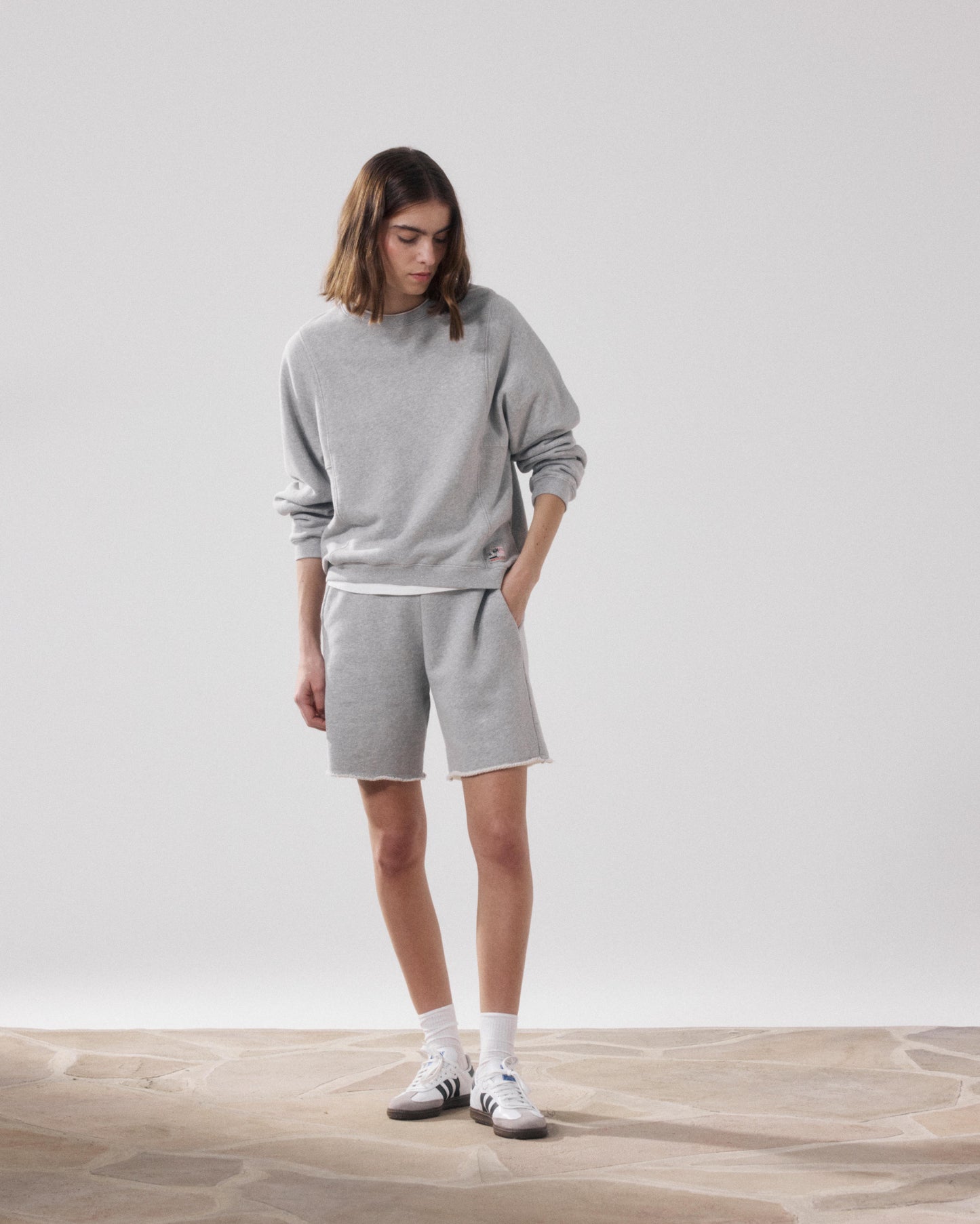 Short Femme en Molleton Gris Chiné Titien